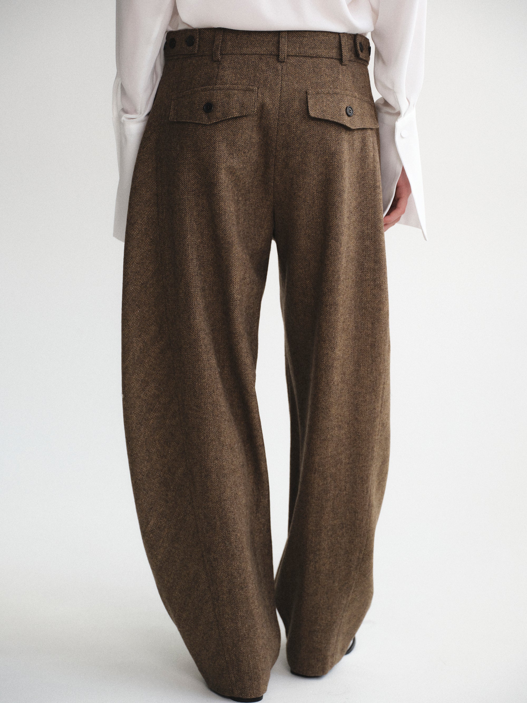Herringbone Tuck Trousers, Brown
