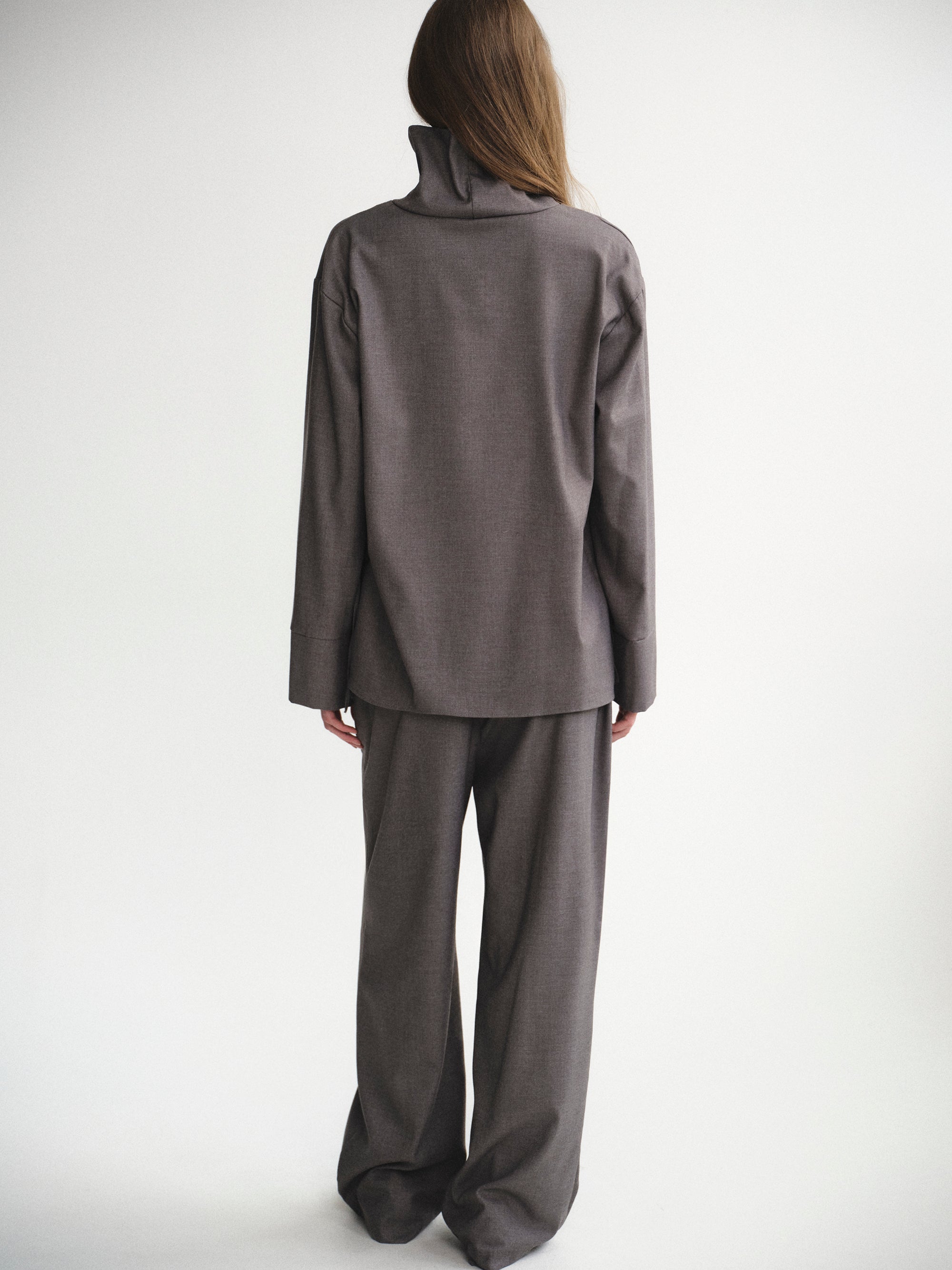 High-Neck Blouse, Grey