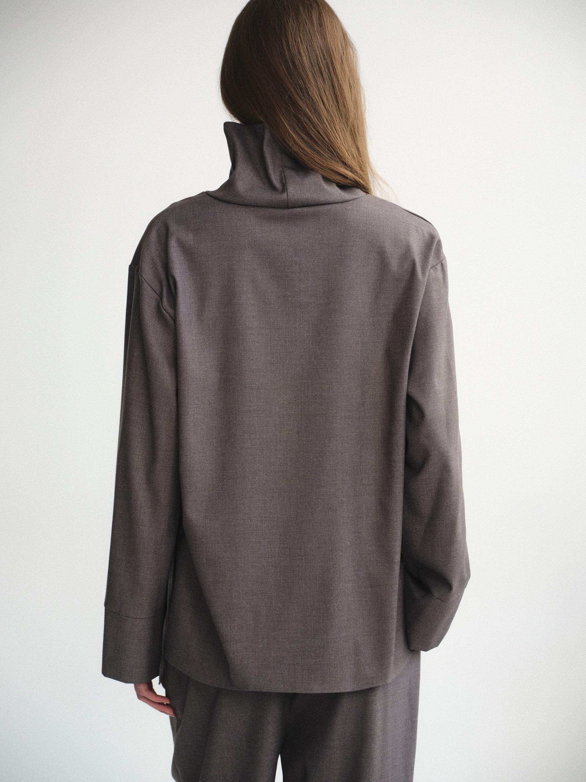 High-Neck Blouse, Grey