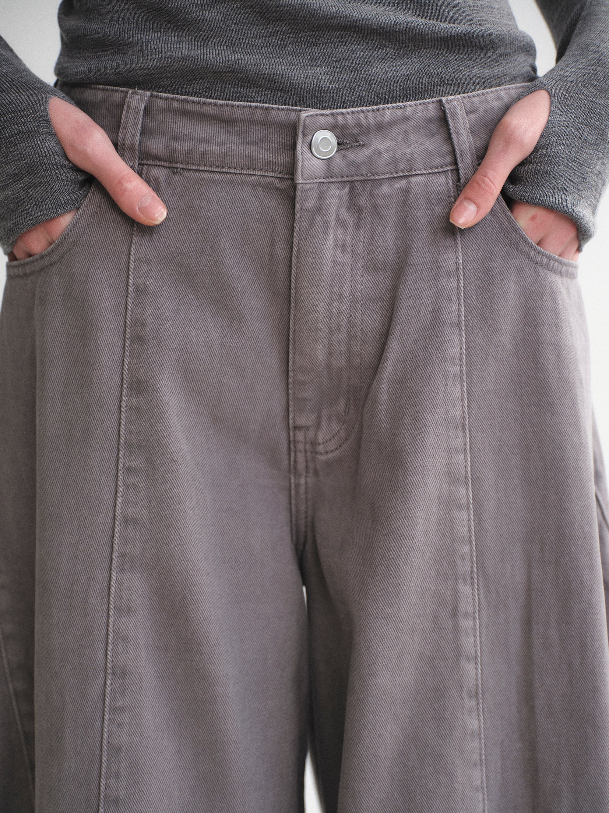 Wide Paneled Jeans, Grey