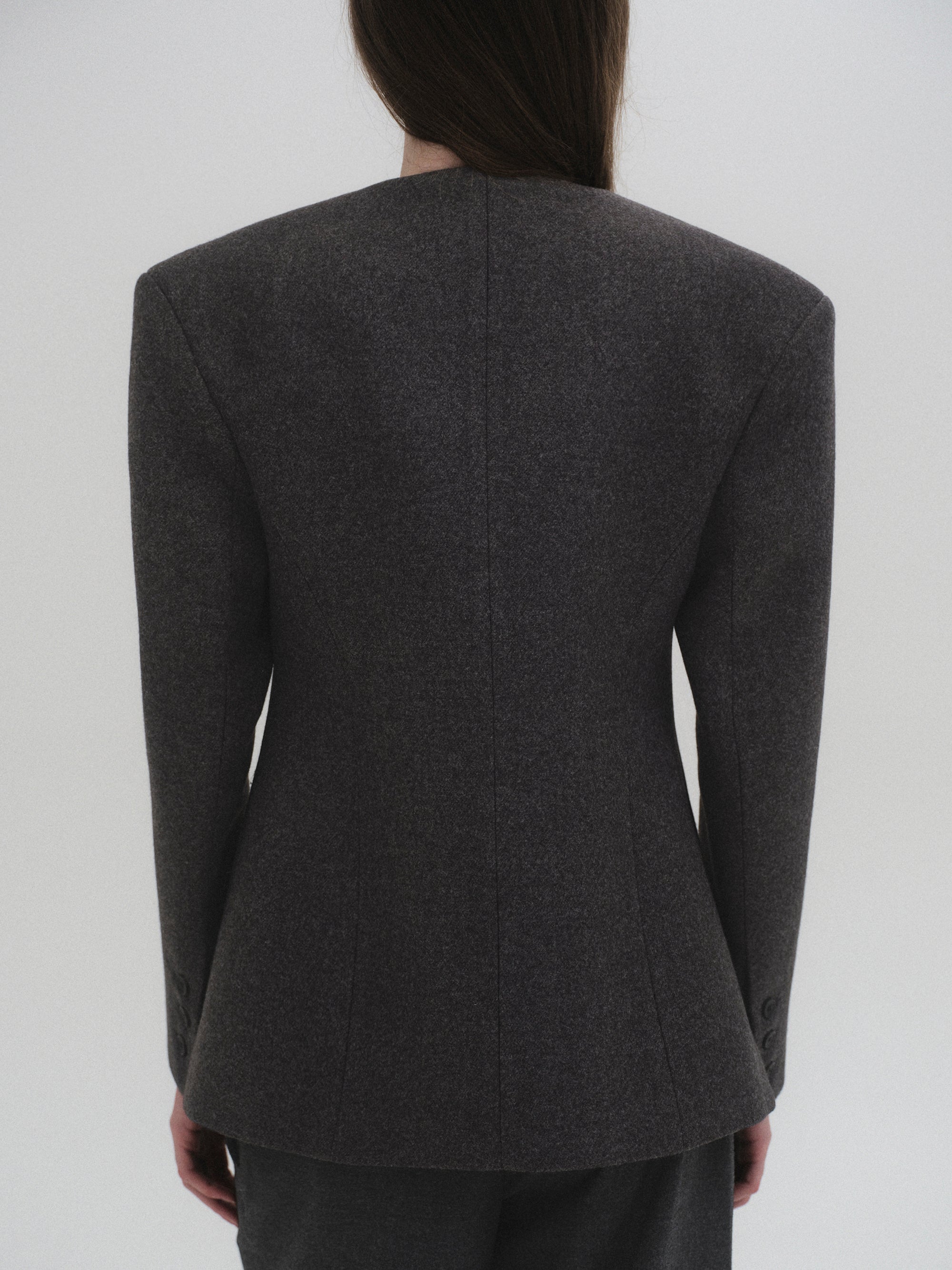 Double Breasted Hourglass Jacket, Charcoal