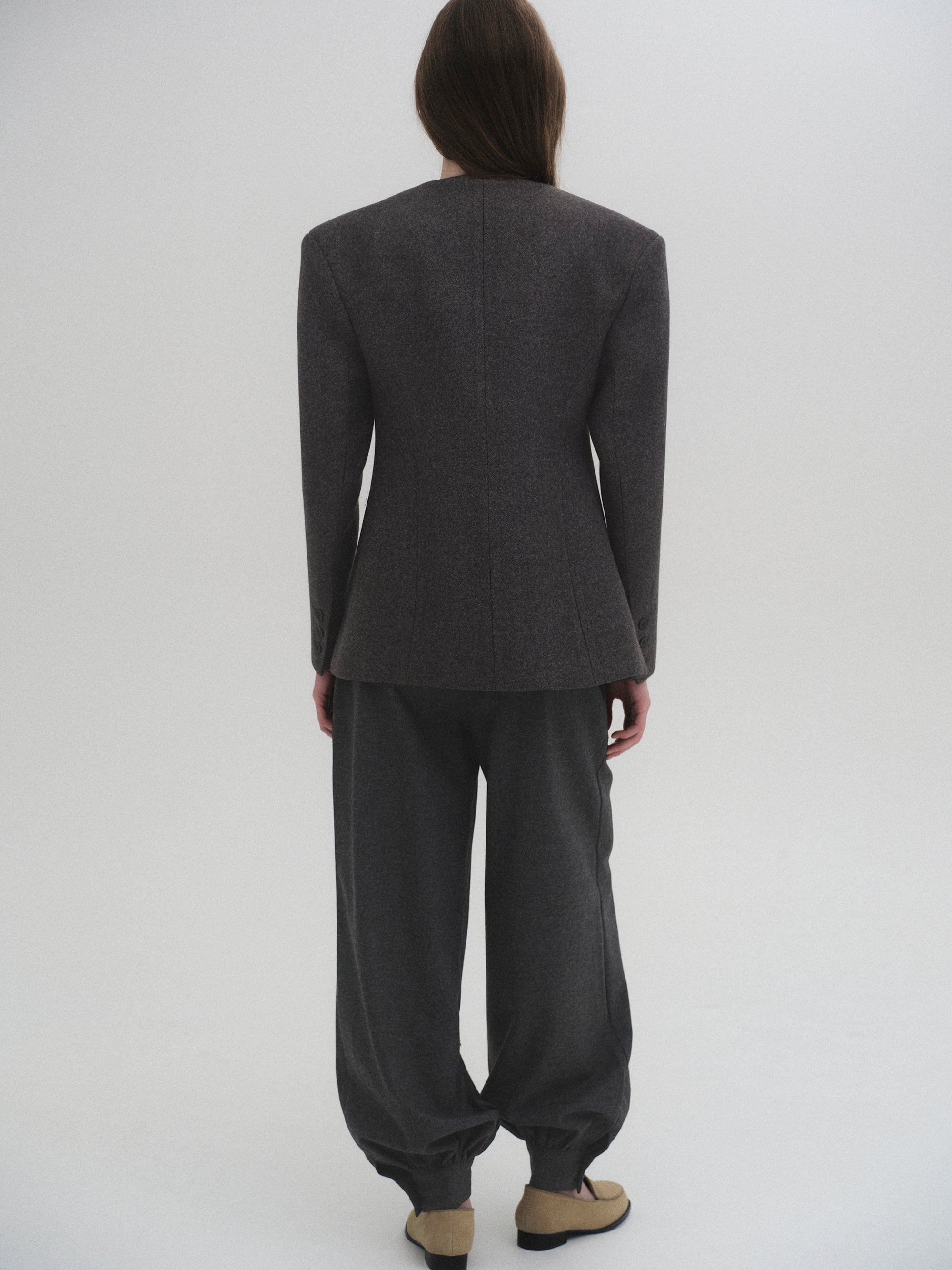 Double Breasted Hourglass Jacket, Charcoal