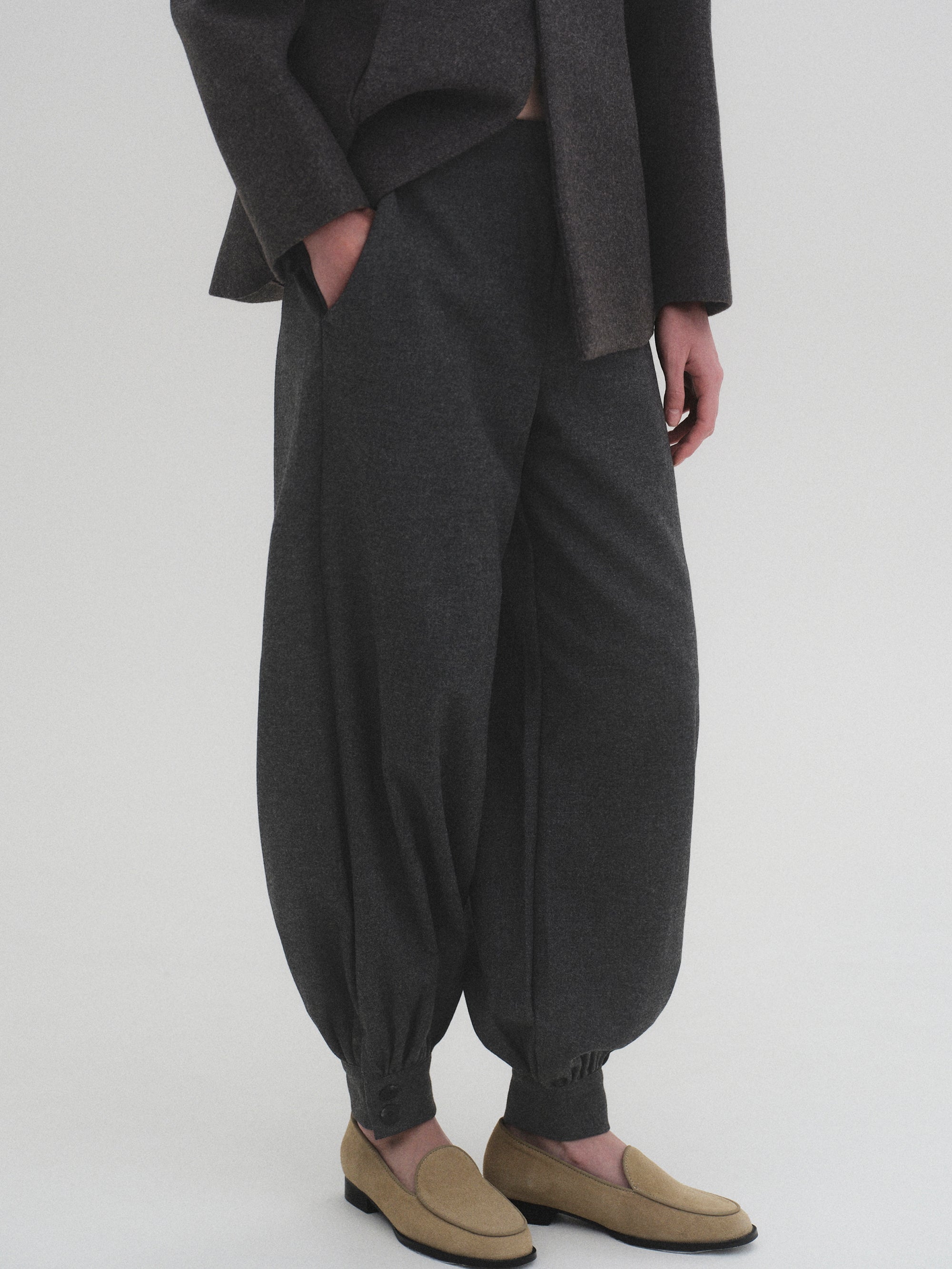 Tailored Balloon Pants, Charcoal