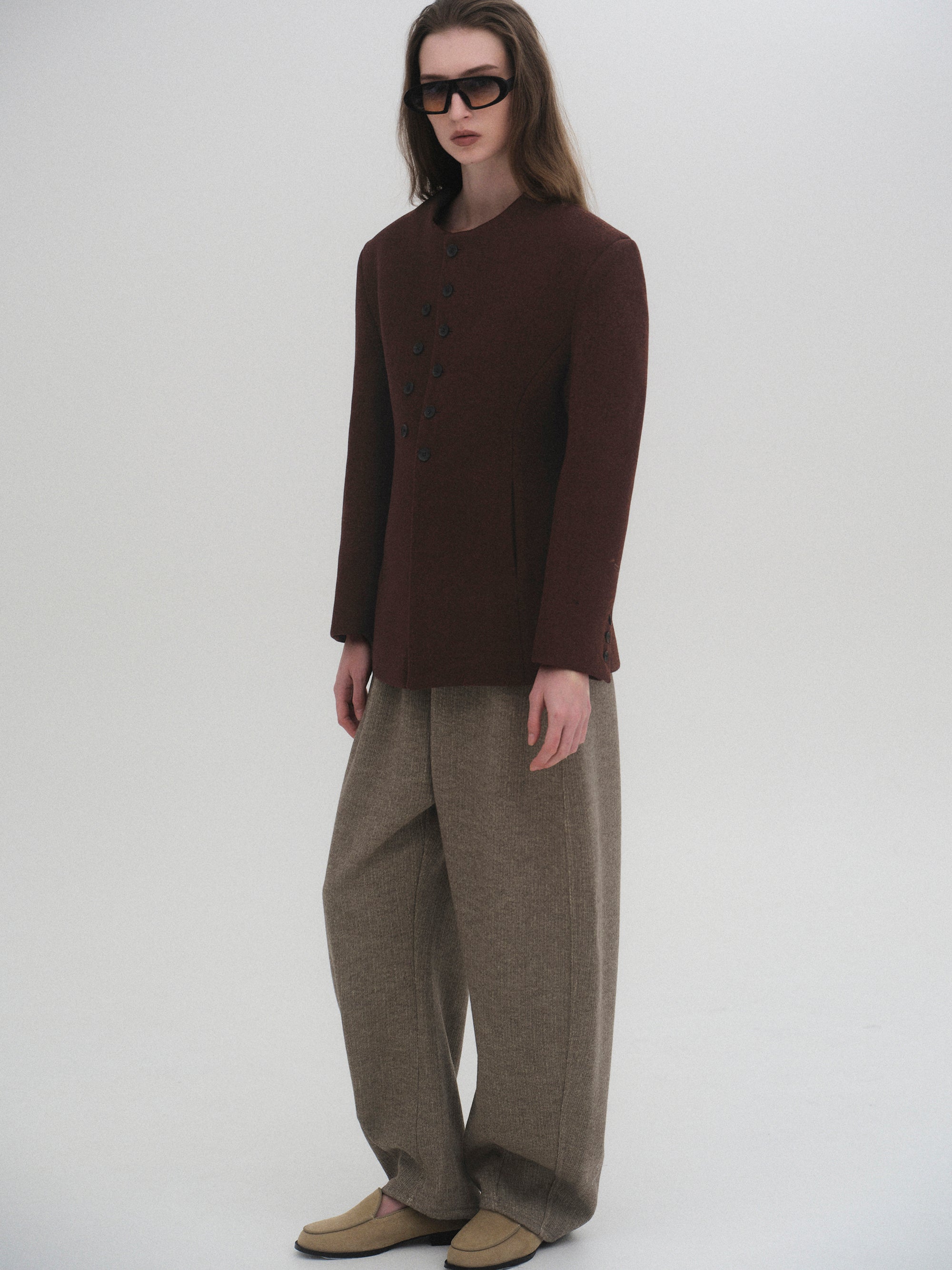 Double Breasted Hourglass Jacket, Brown