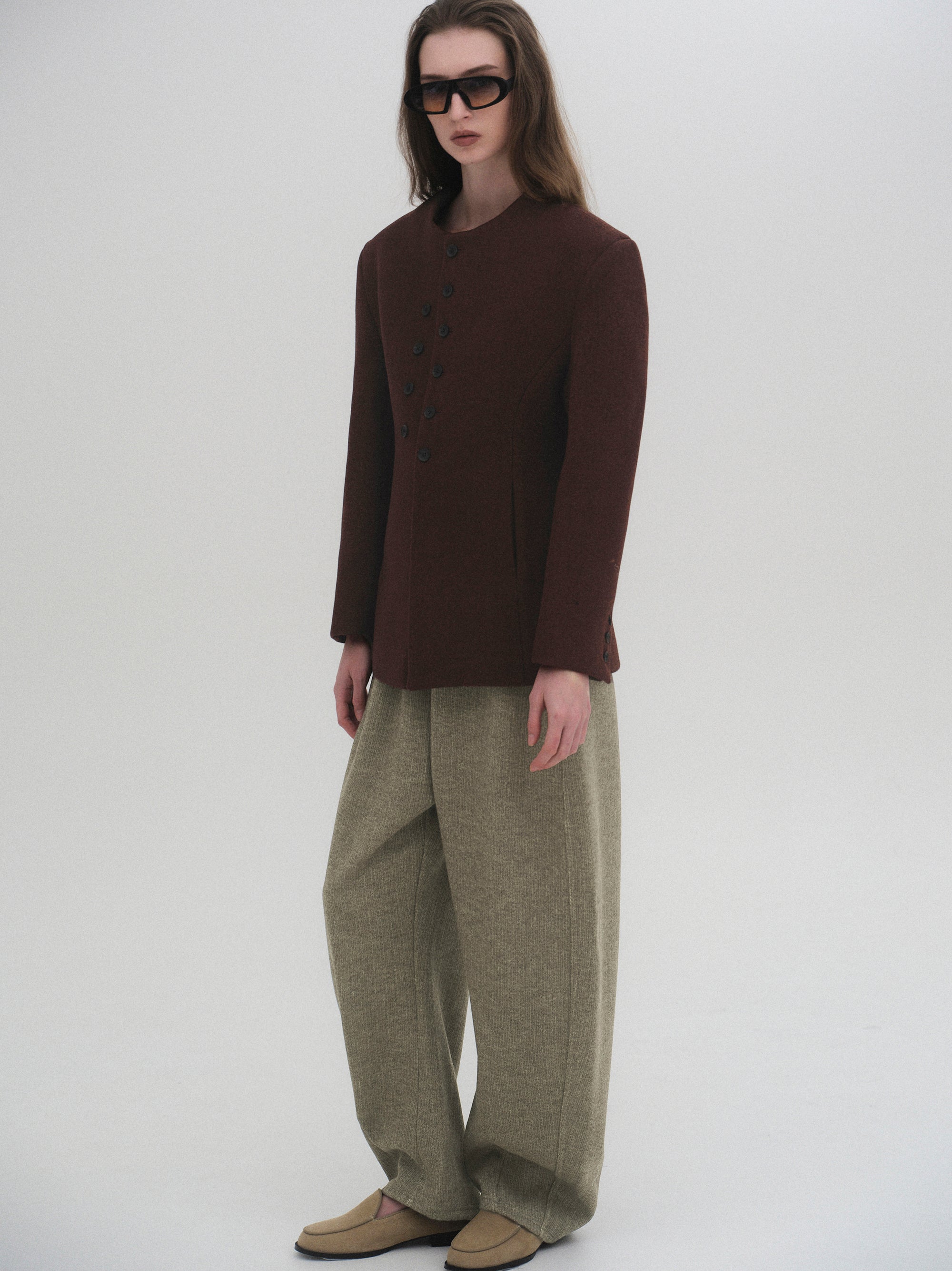 Double Breasted Hourglass Jacket, Brown