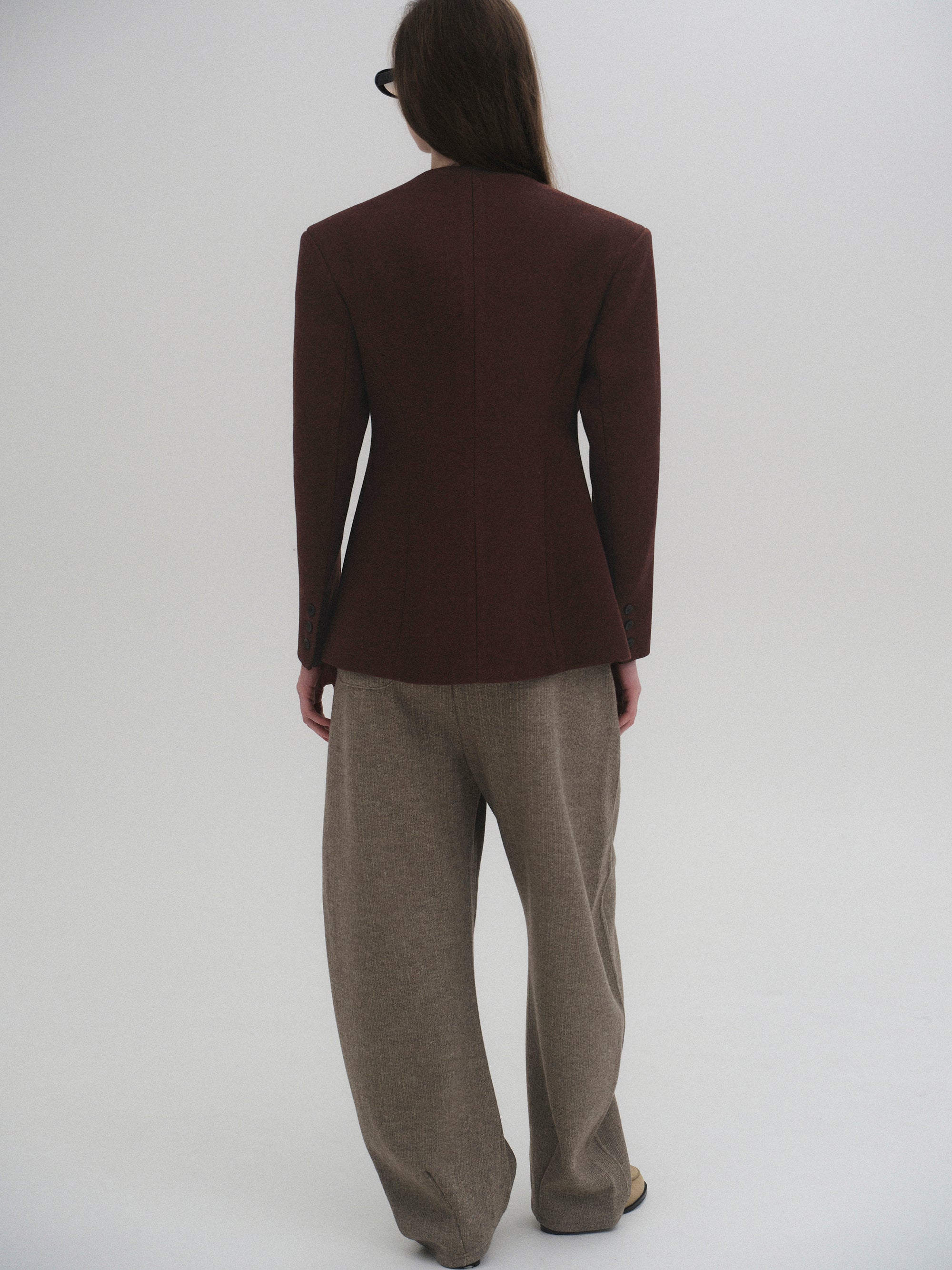 Double Breasted Hourglass Jacket, Brown