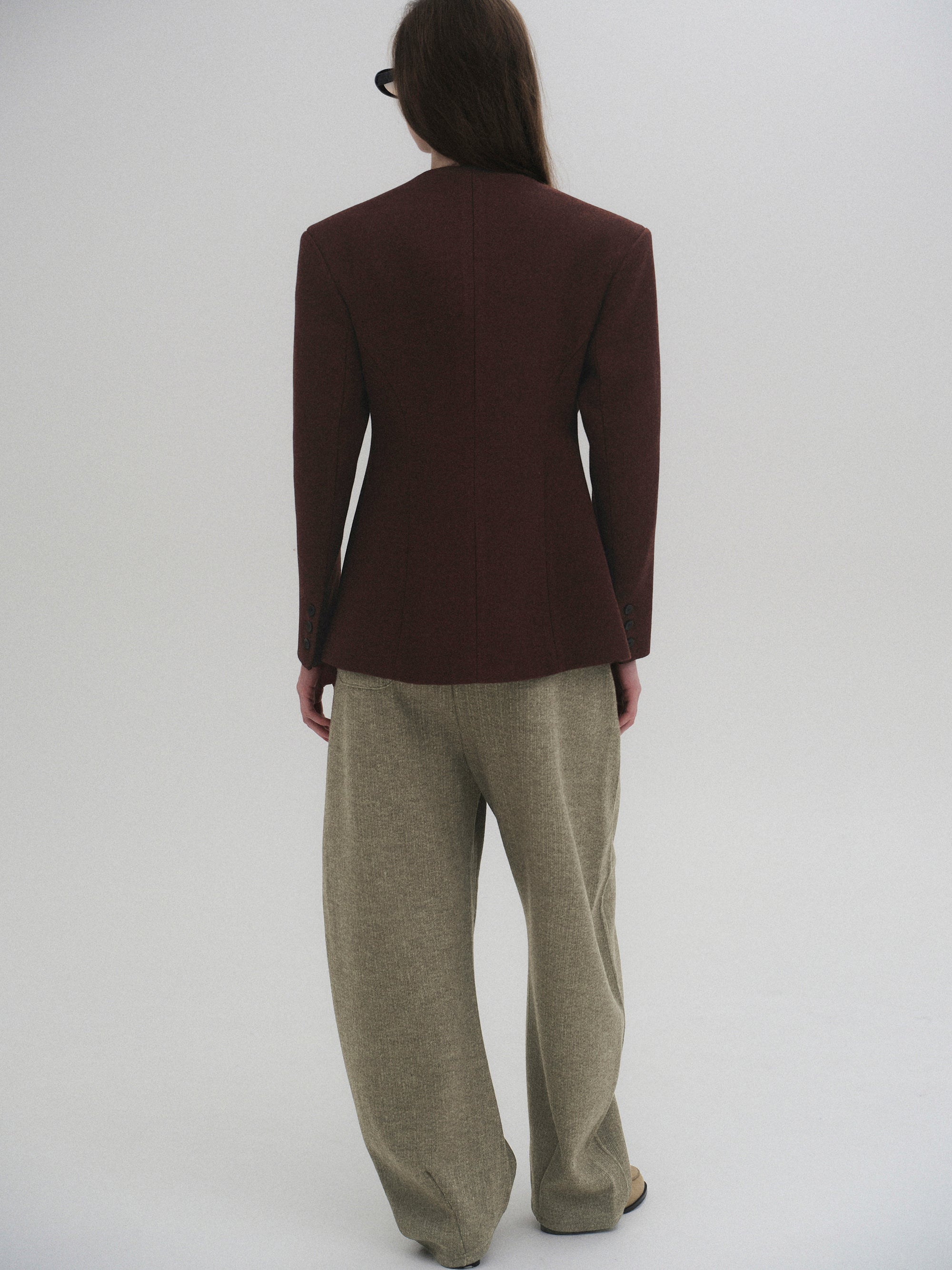 Double Breasted Hourglass Jacket, Brown