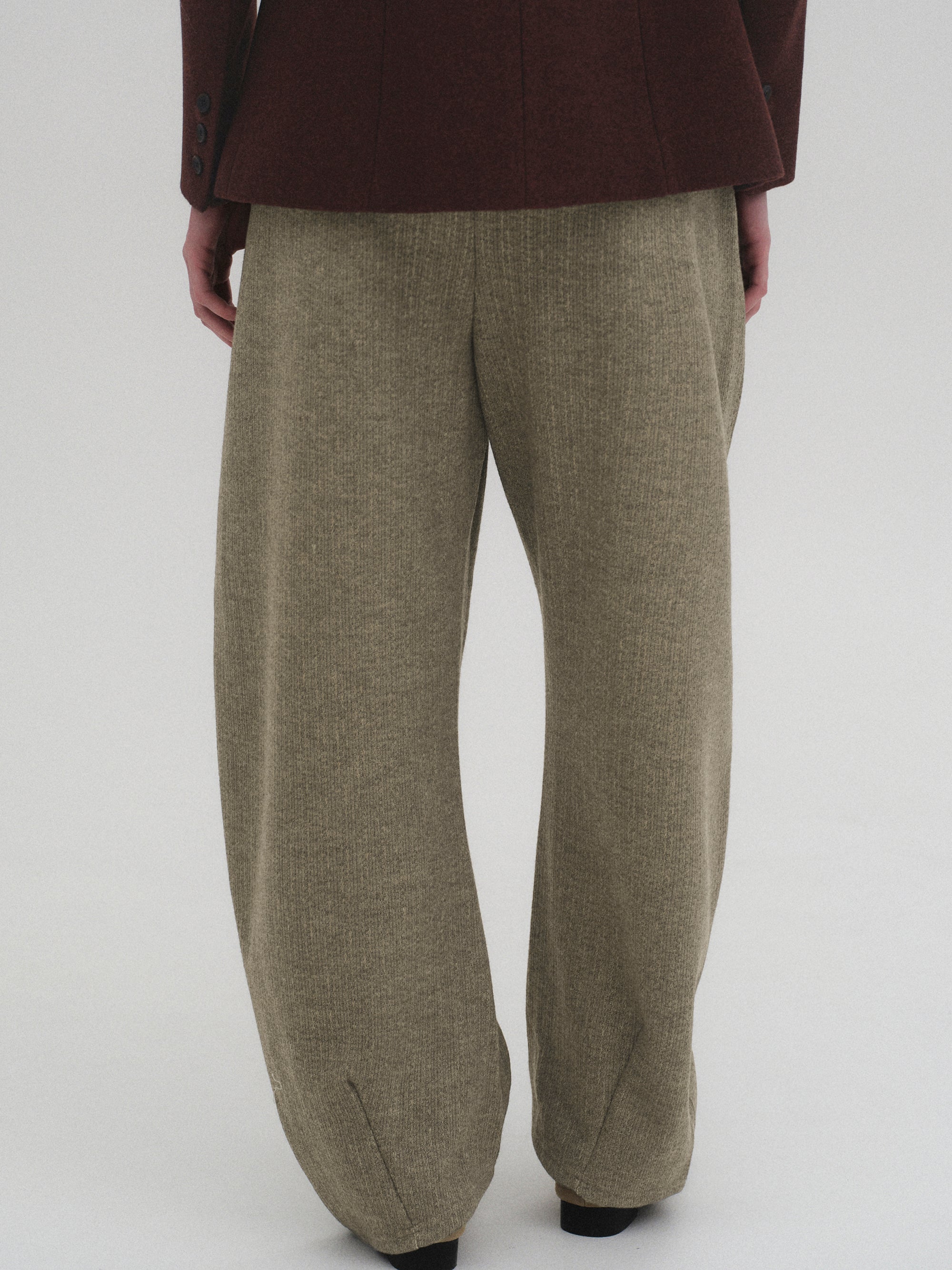 Drawstring Knitted Pants, Taupe