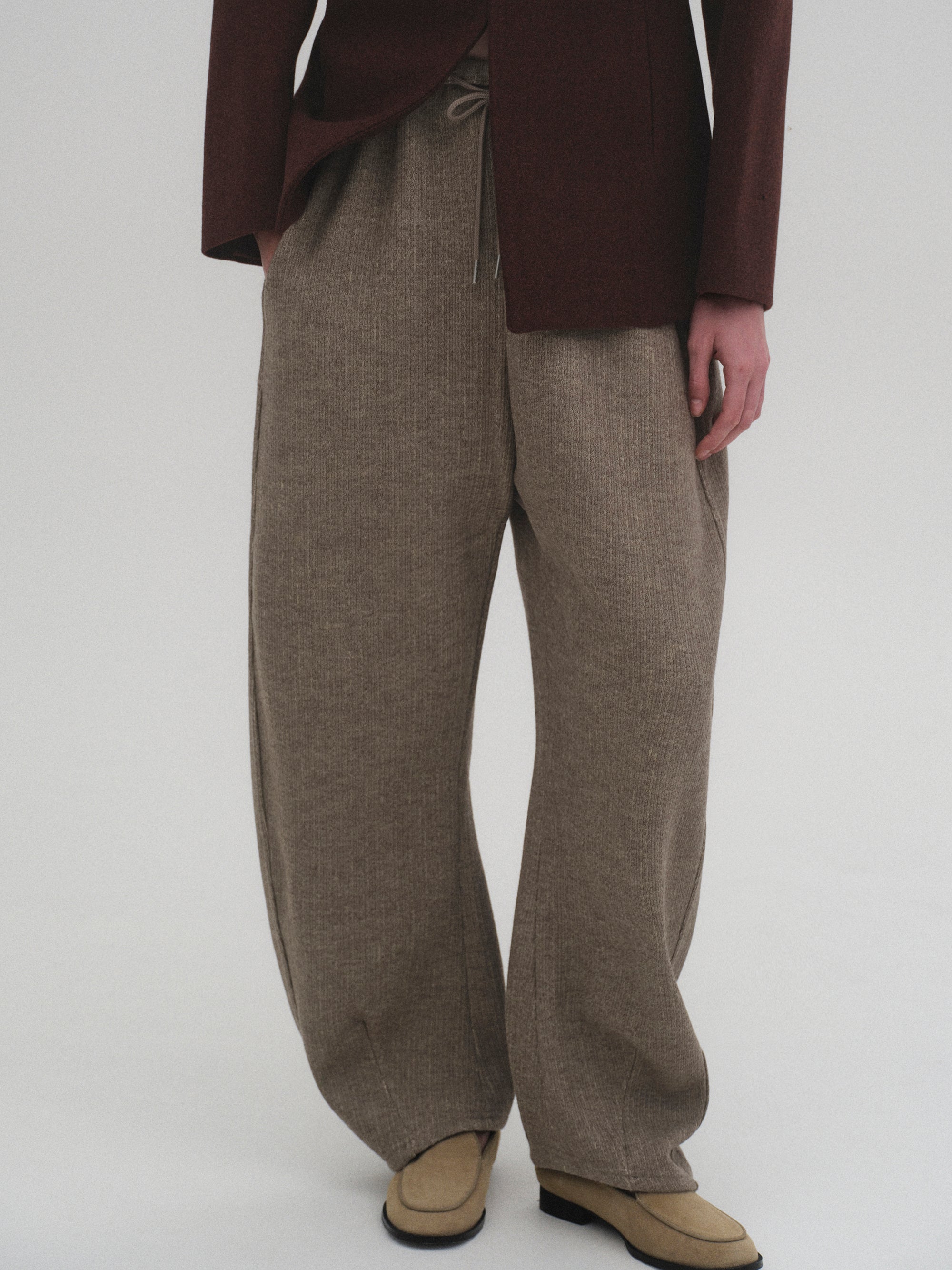 Drawstring Knitted Pants, Taupe