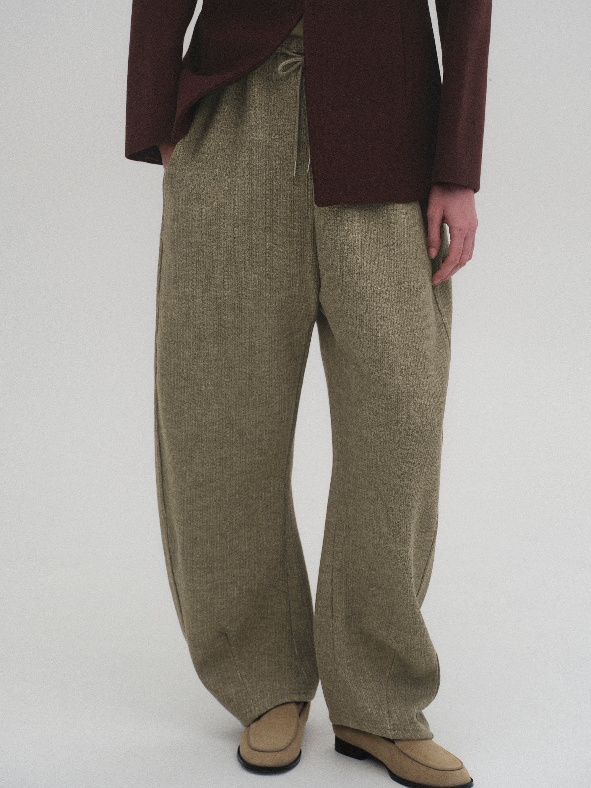 Drawstring Knitted Pants, Taupe