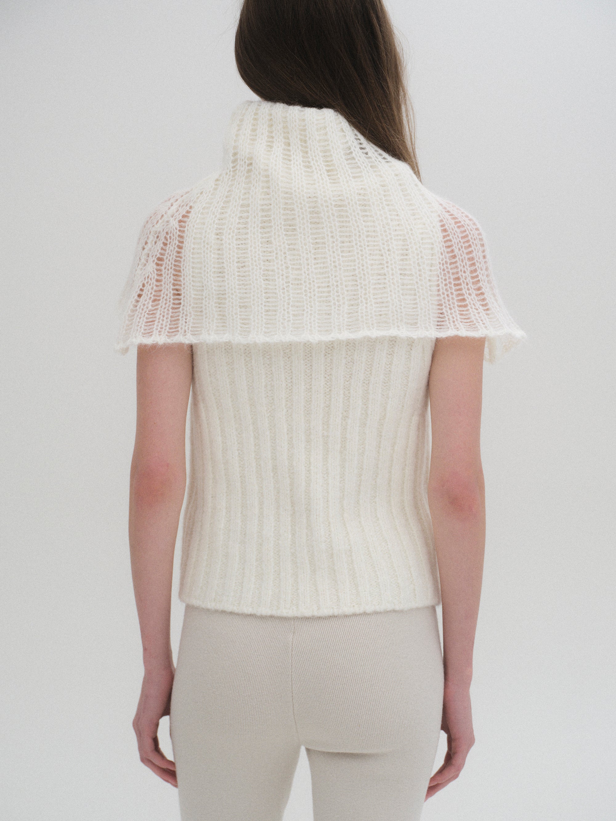 Neck Warmer Knit Top, Ivory