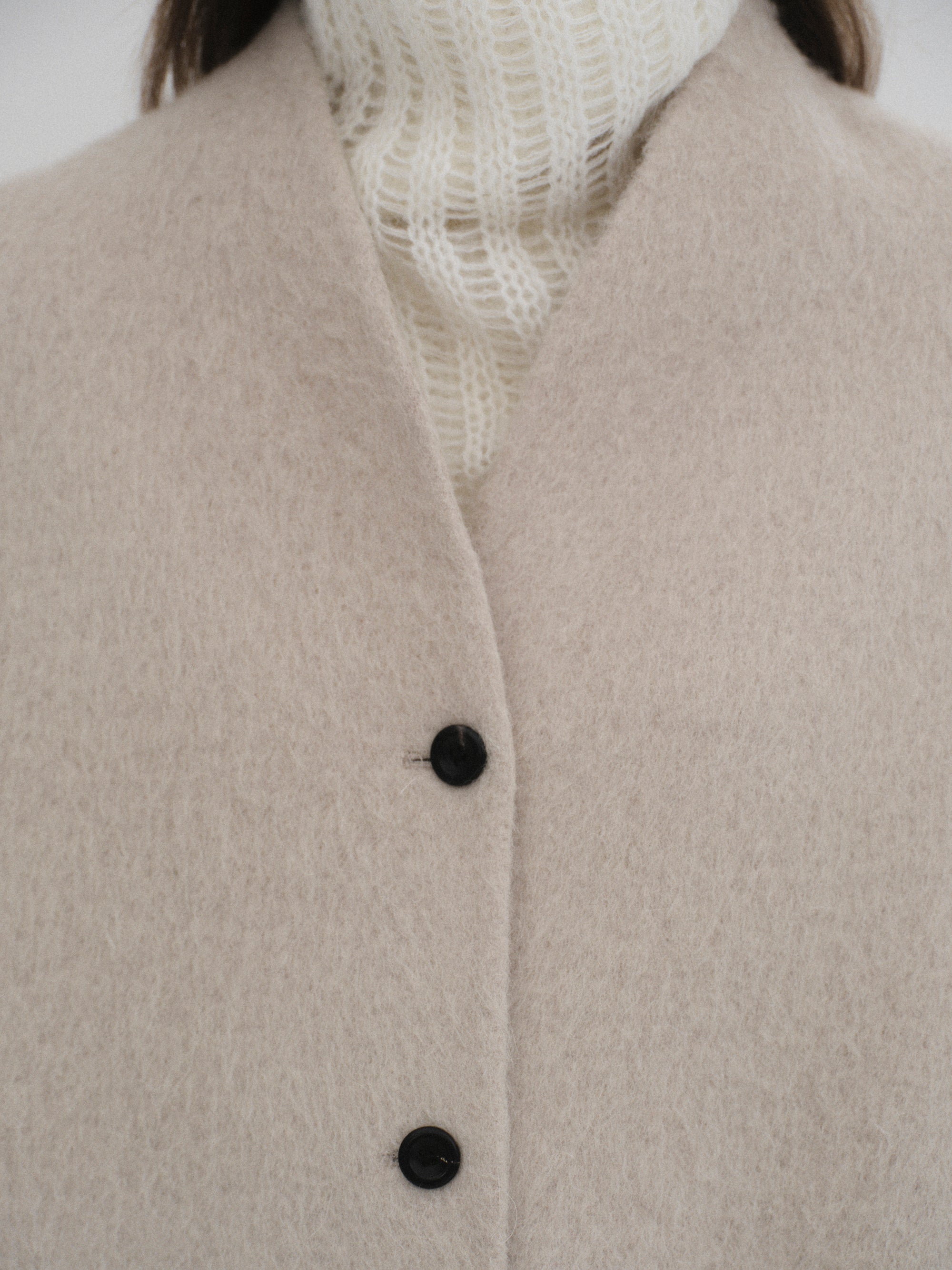 Wool-Alpaca Single Coat, Light Beige