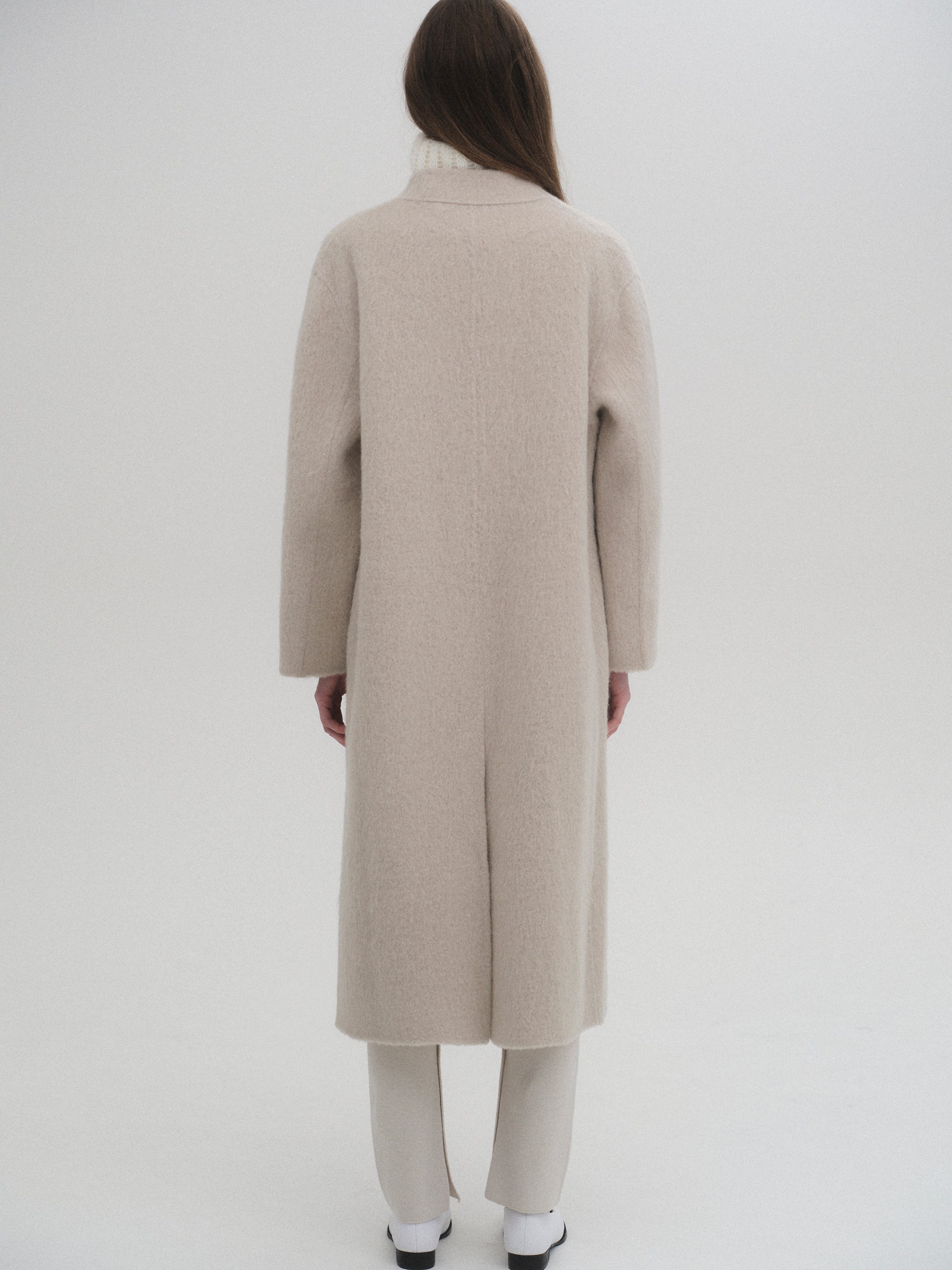 Wool-Alpaca Single Coat, Light Beige