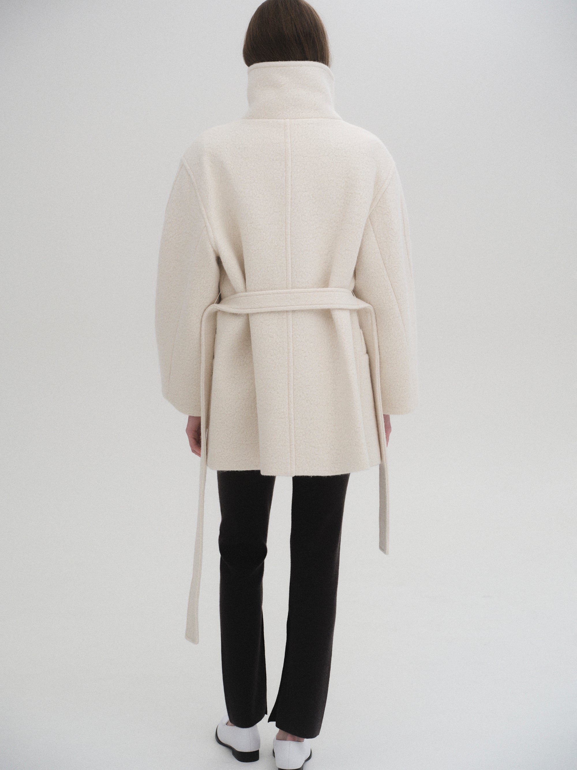 High Neck Short Peacoat, Ivory