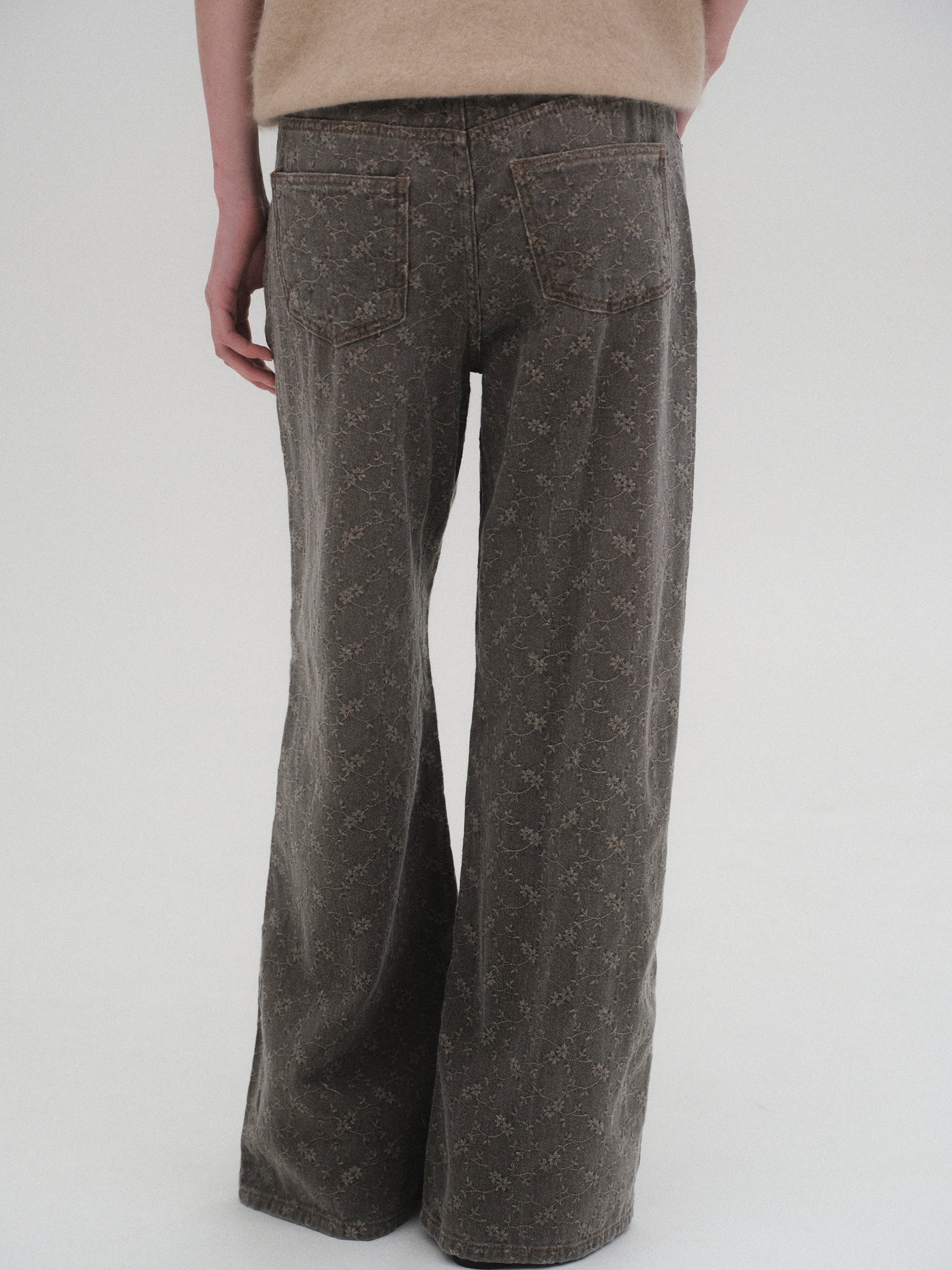 Jacquard Washed Jeans, Grey