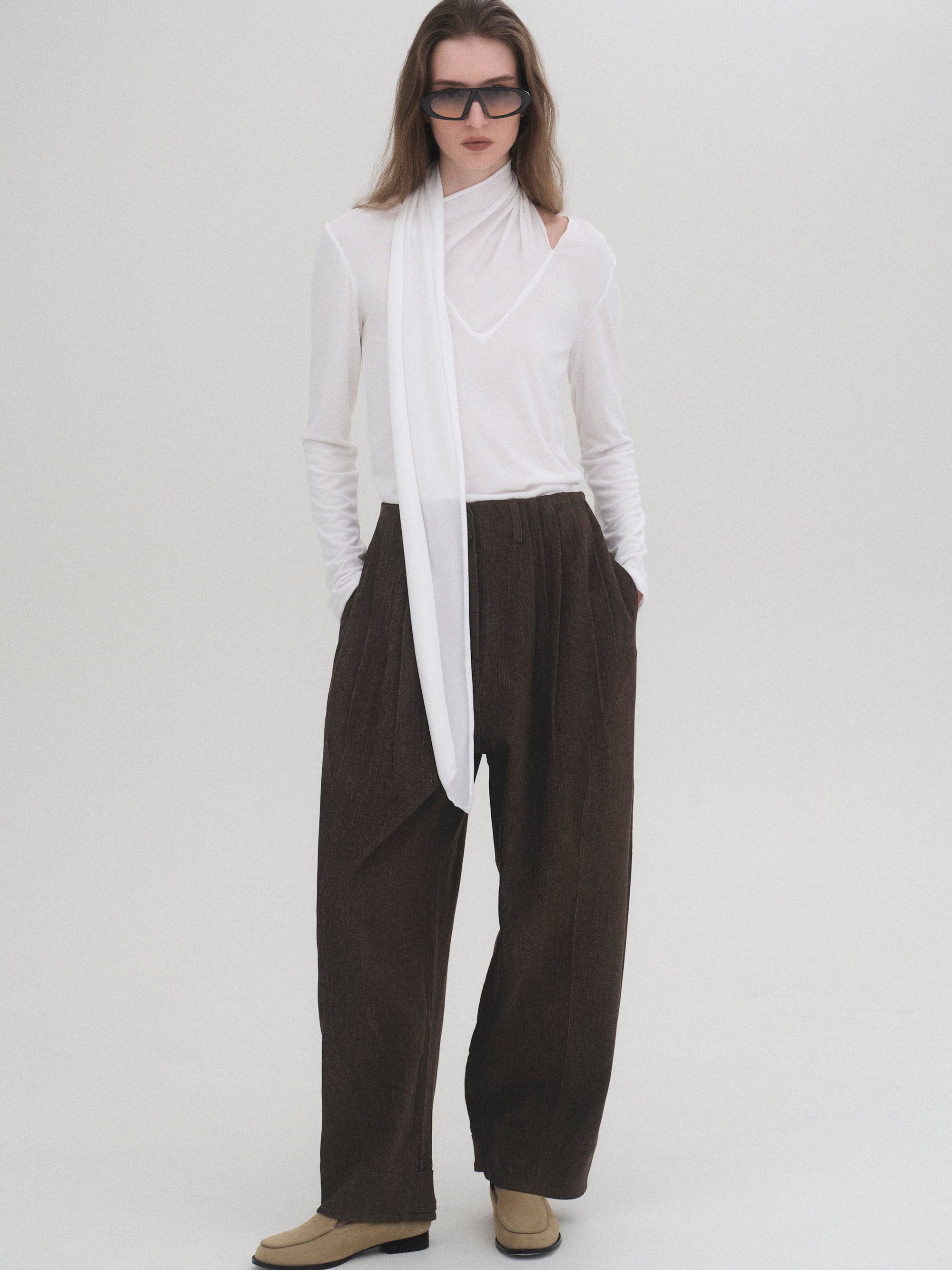 Bias Scarf Top, White