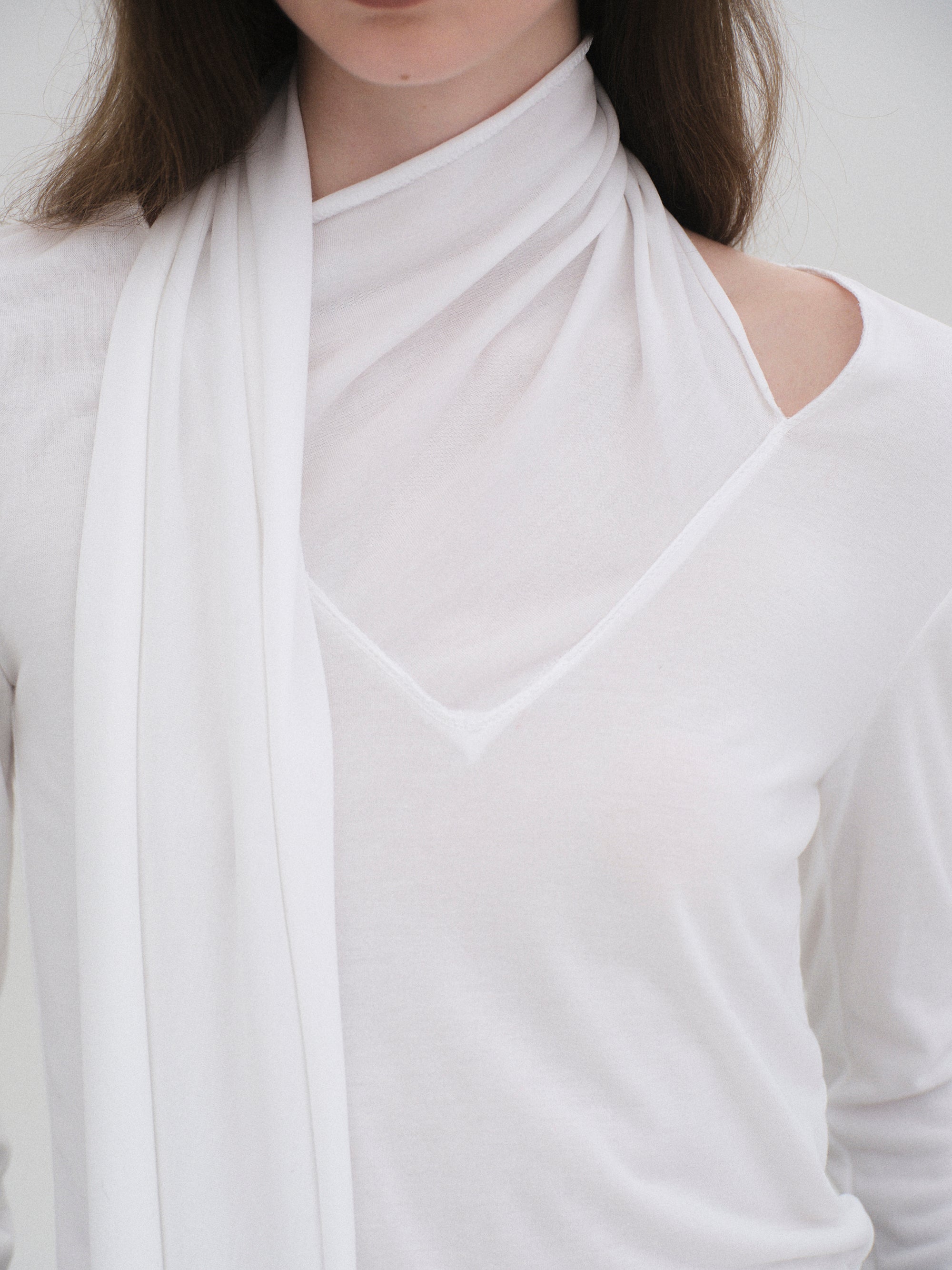 Bias Scarf Top, White