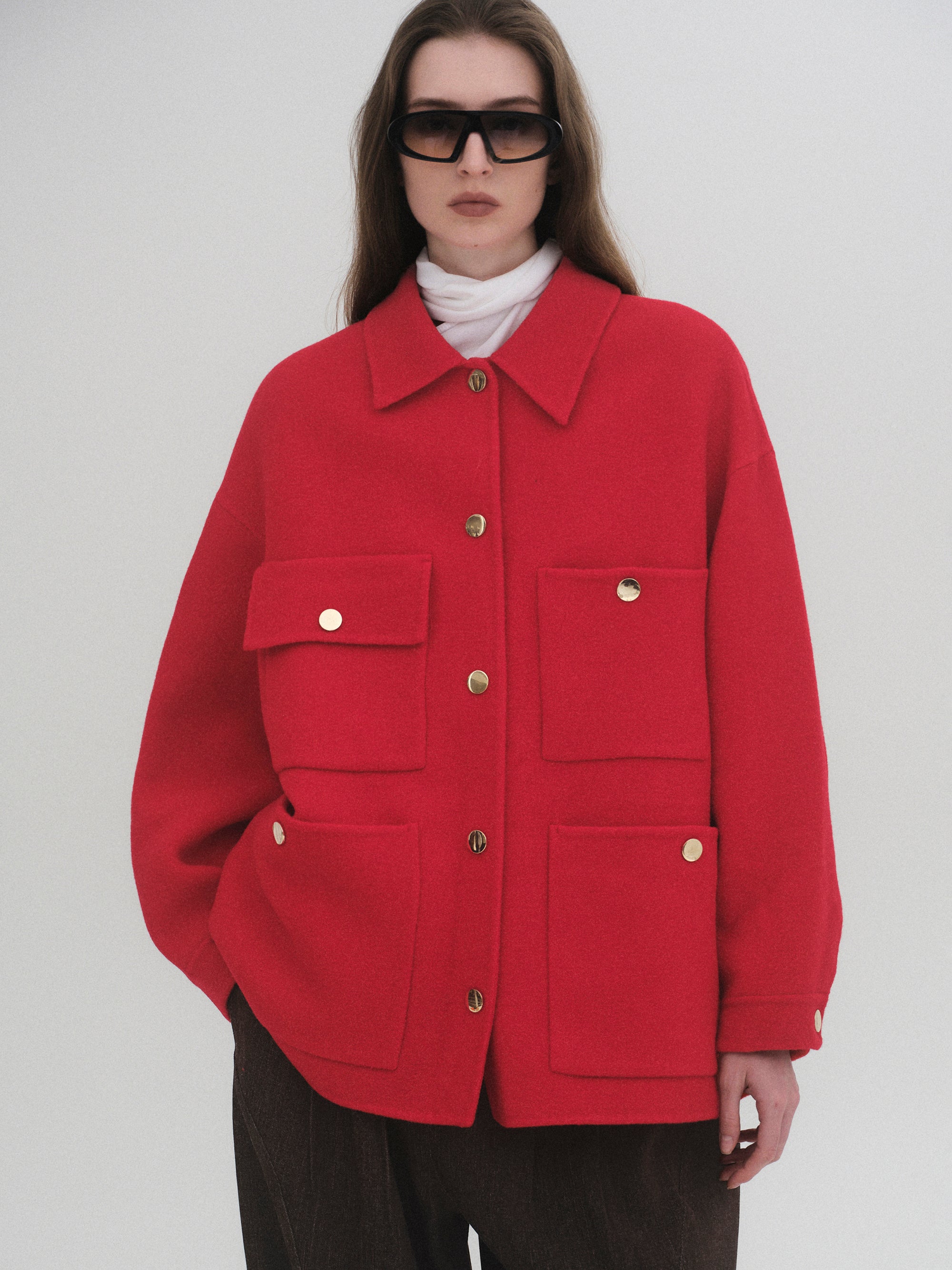 Wool Field Jacket, Red