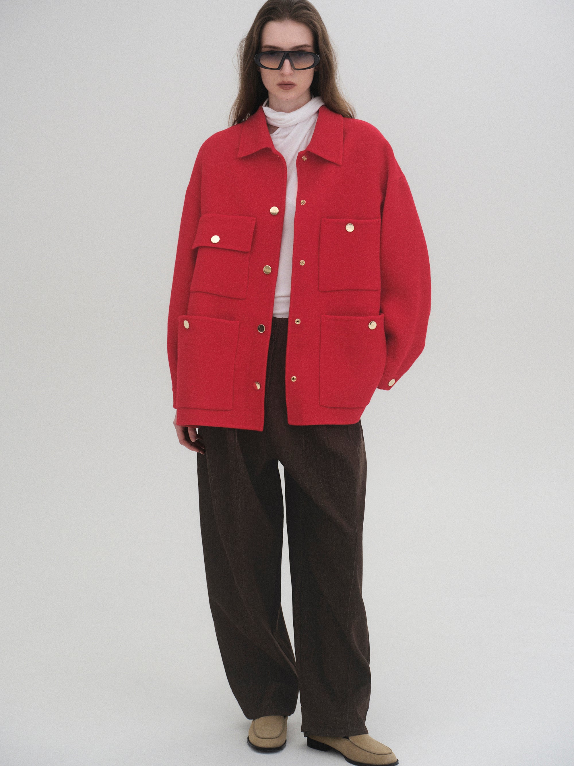 Sculpted Tuck Trousers, Brown