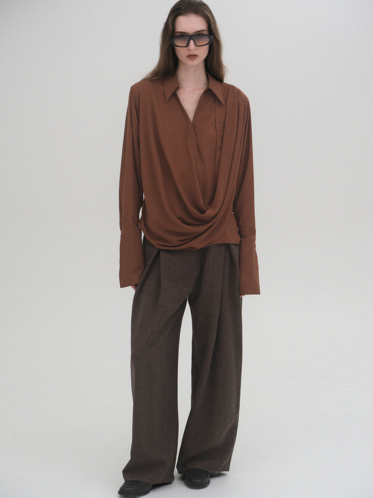 Karlsen Draped Shirt, Brown