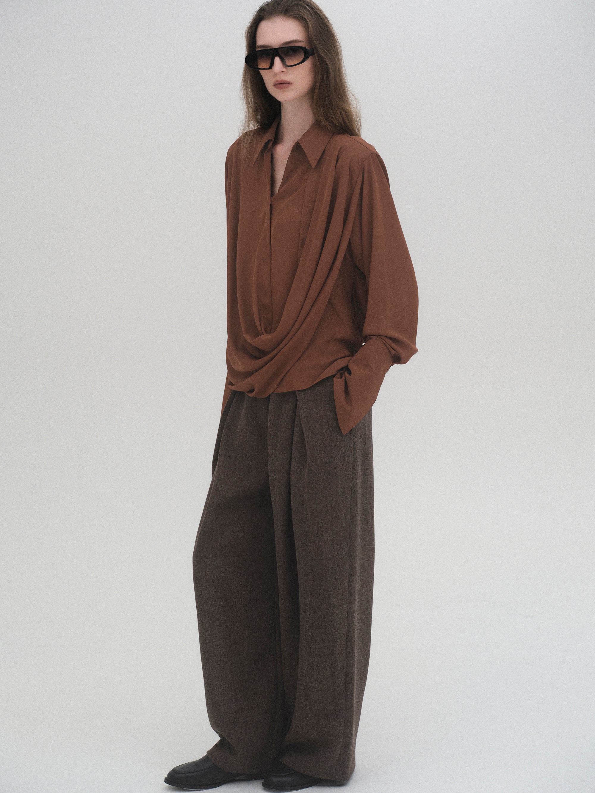 Draped Shirt, Brown