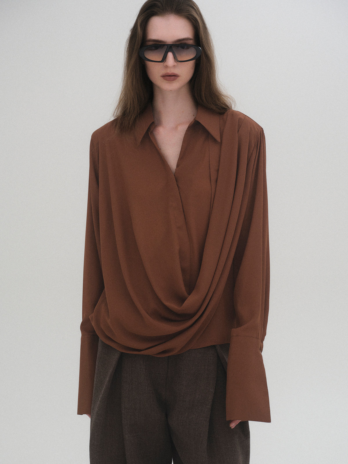 Karlsen Draped Shirt, Brown
