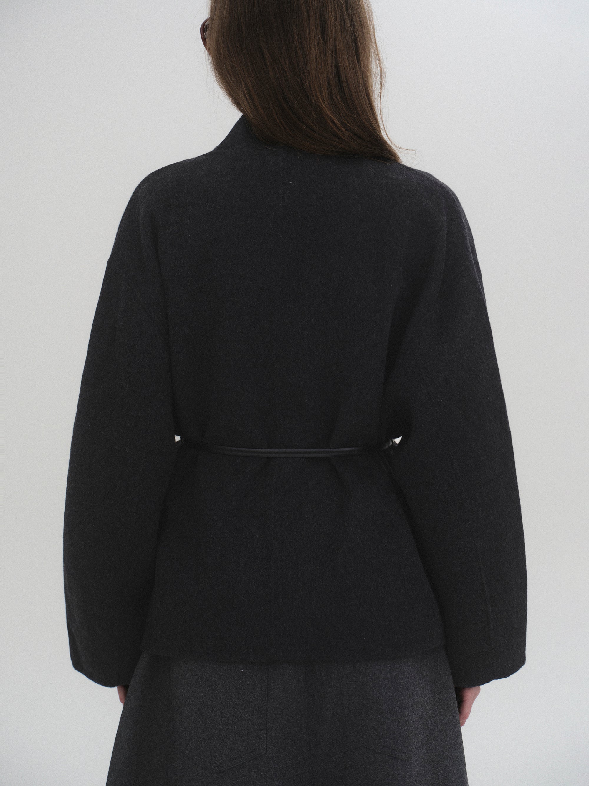Wool Felt Cape Coat, Charcoal