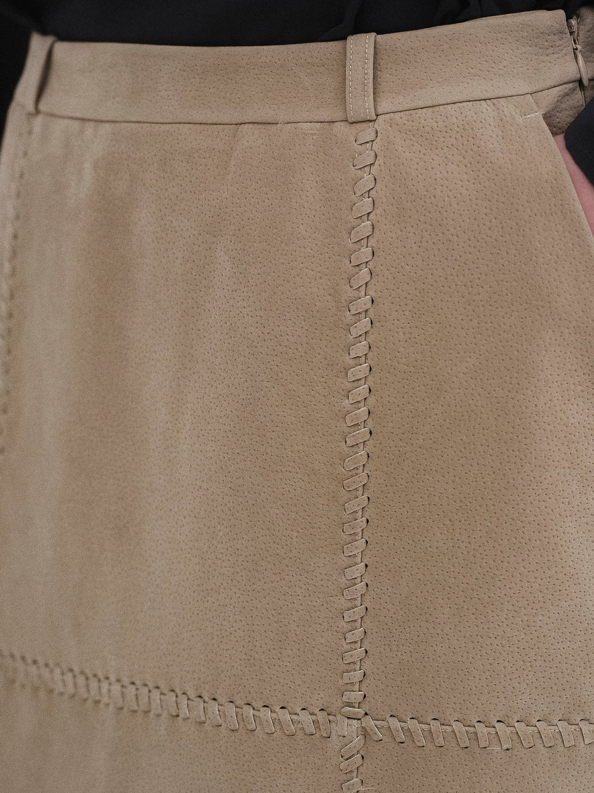 Idaho Suede Effect Midi Skirt, Beige