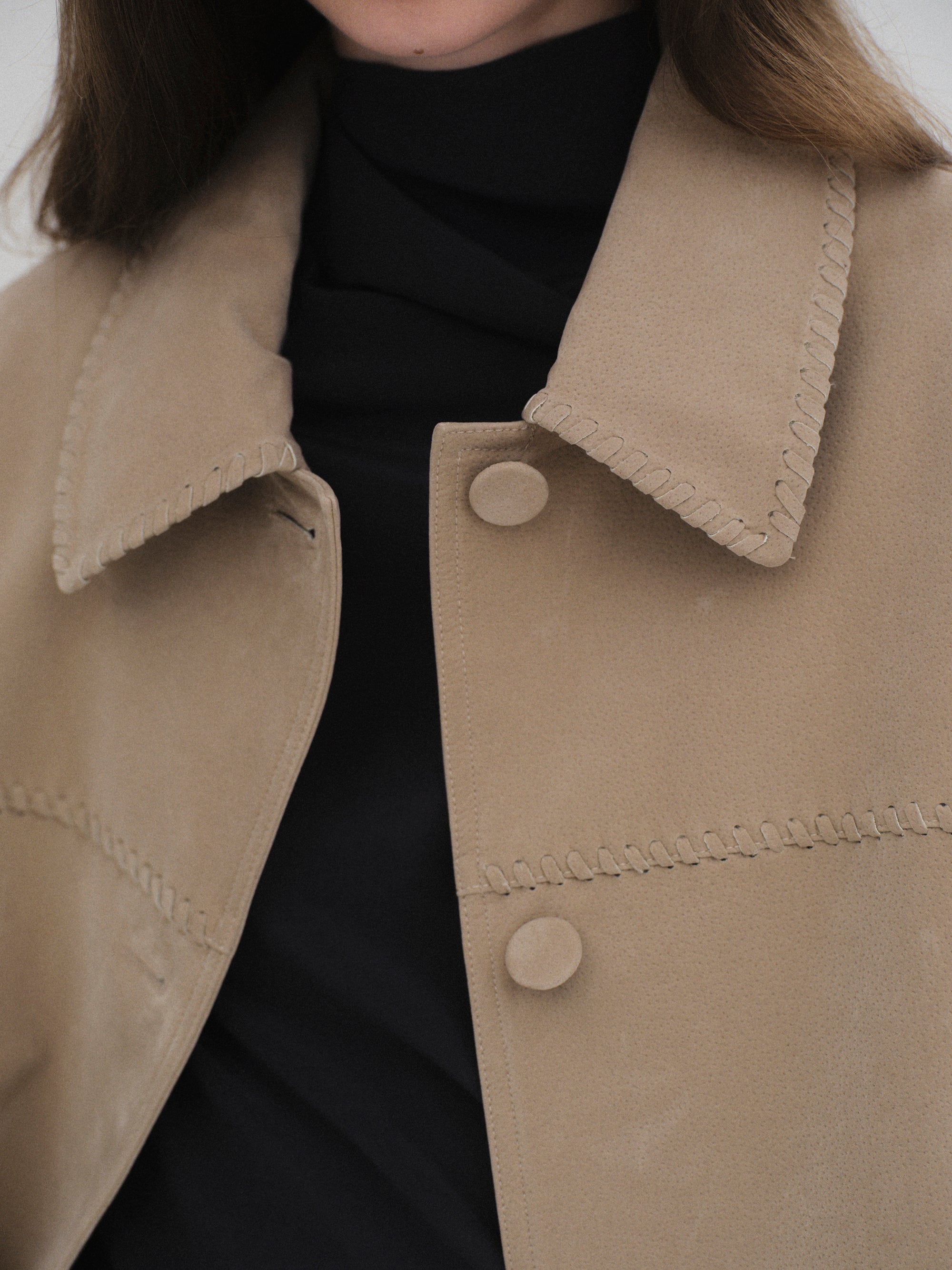 Suede Effect Single Jacket, Nude