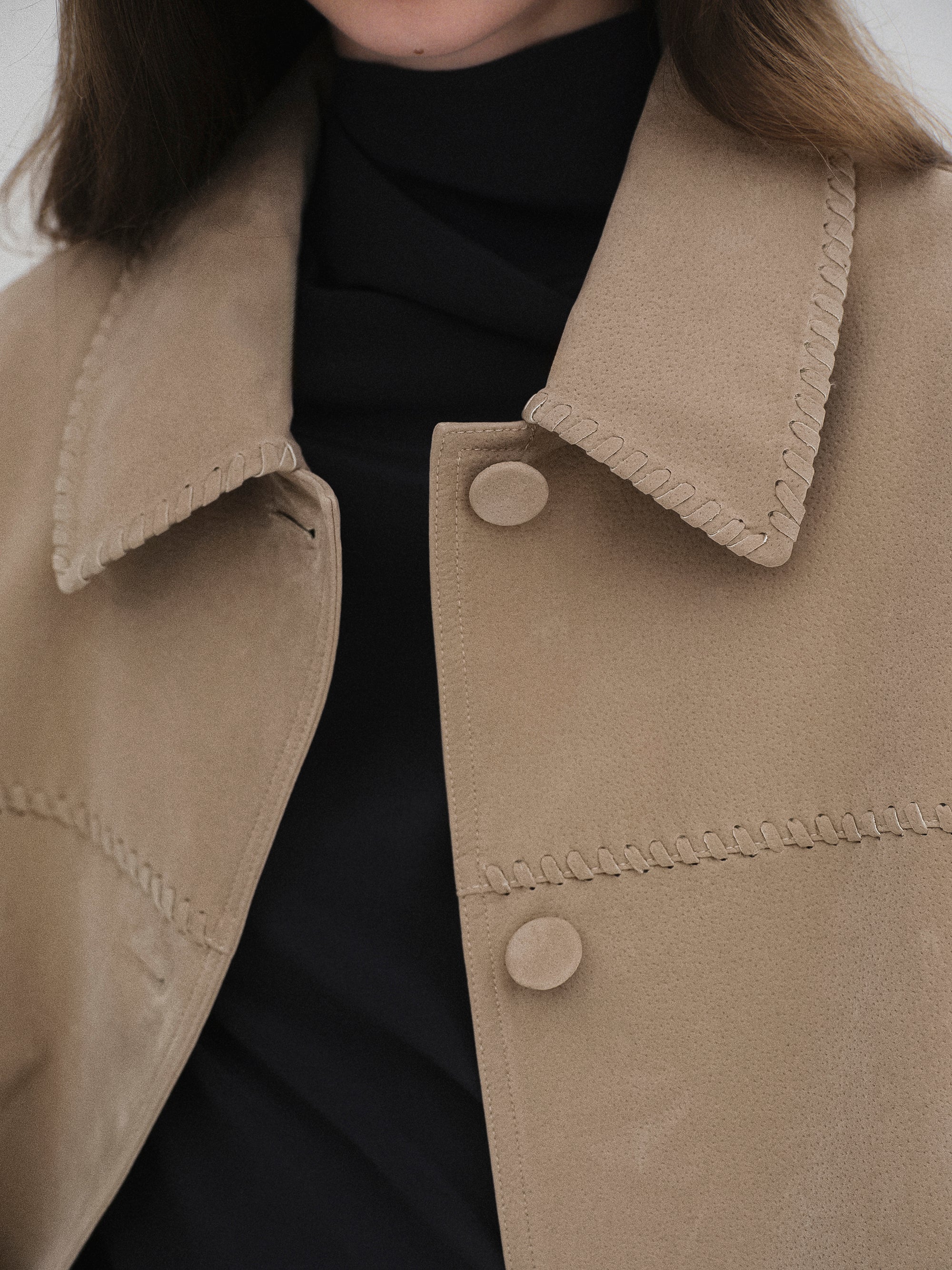 Suede Effect Single Jacket, Nude