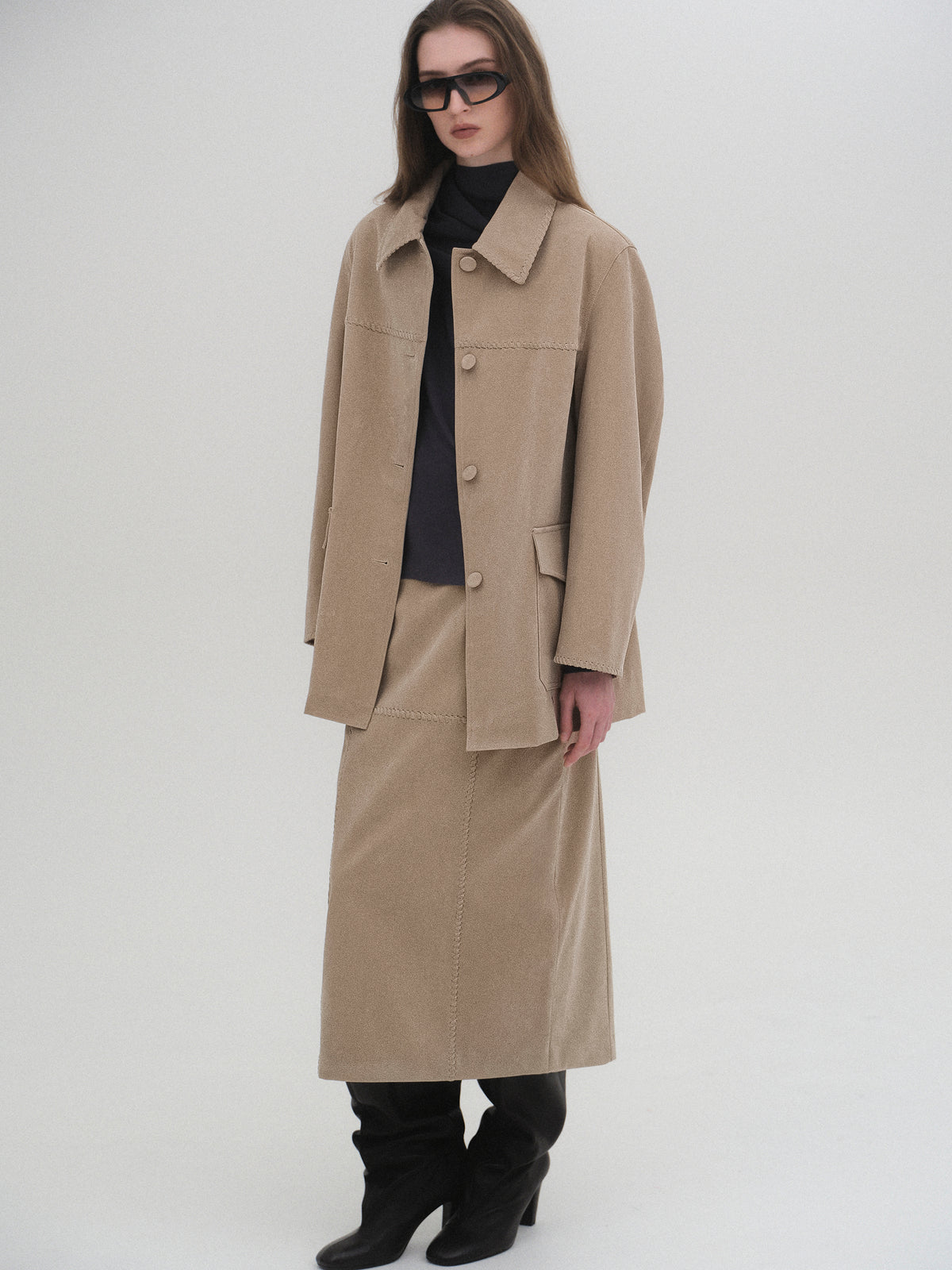 Idaho Suede Effect Jacket, Beige