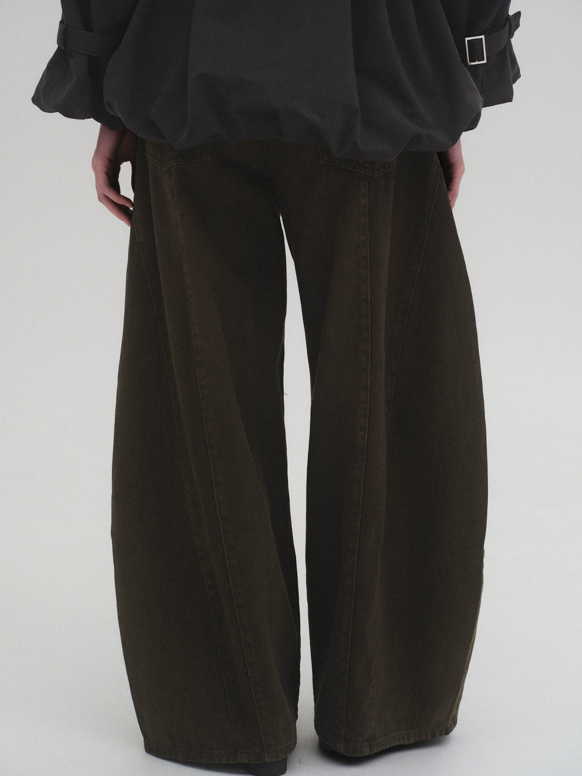 Wide Paneled Jeans, Brown