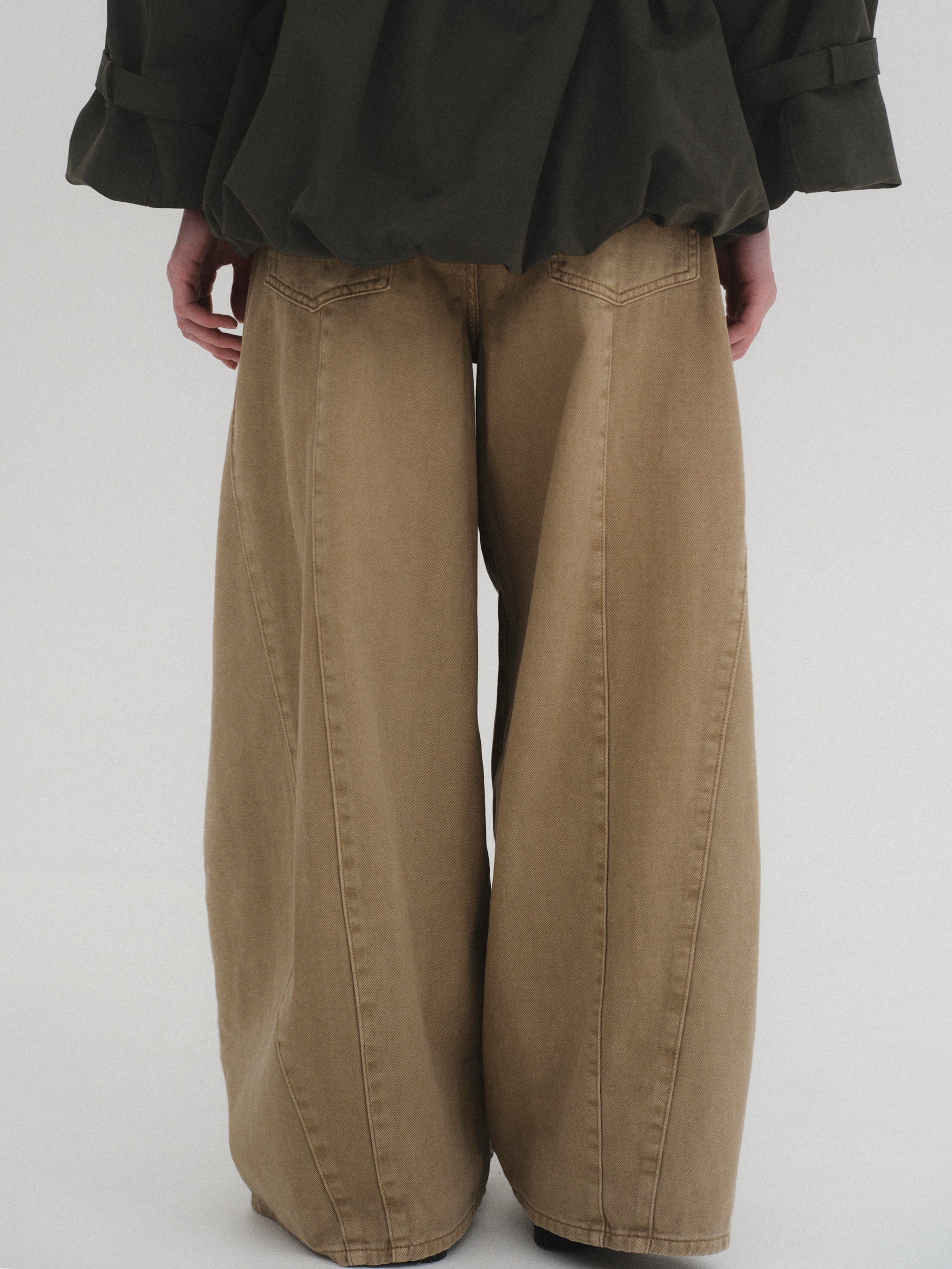 Wide Paneled Jeans, Beige