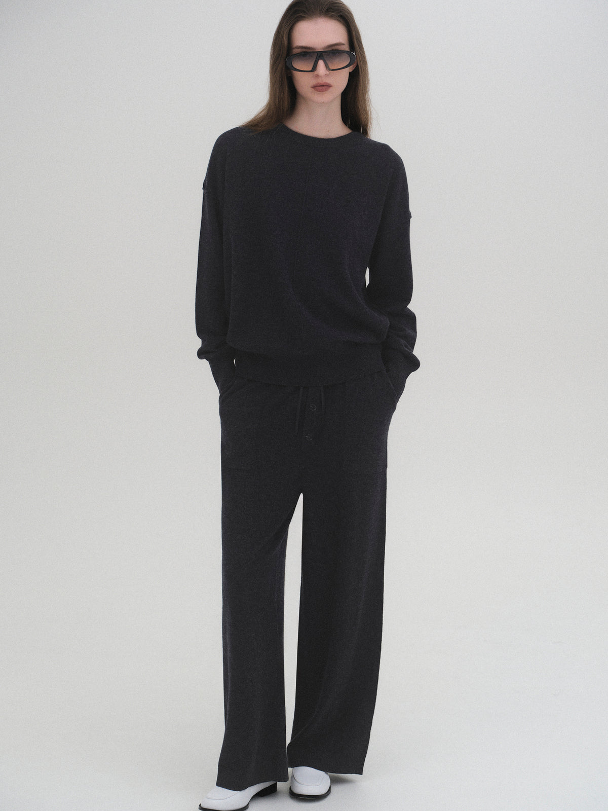 Pama Round-Neck Wool Top, Black