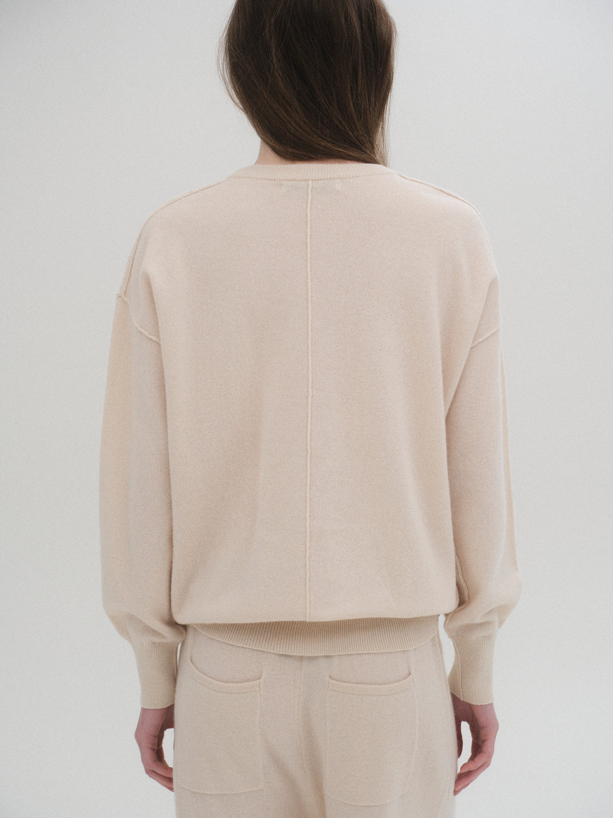 Pama Round-Neck Wool Top, Ivory