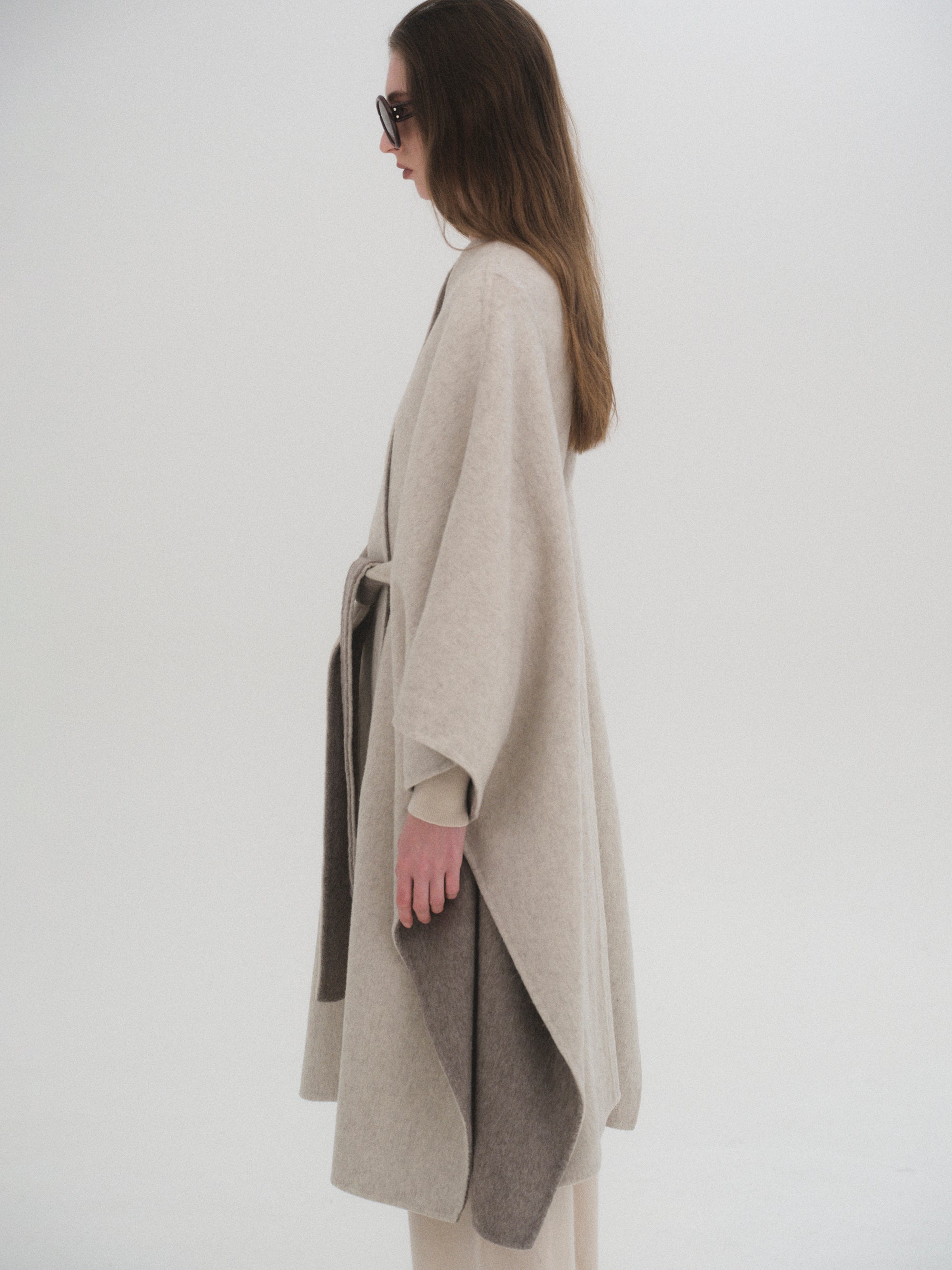 Wool Felt Cape Coat, Oat
