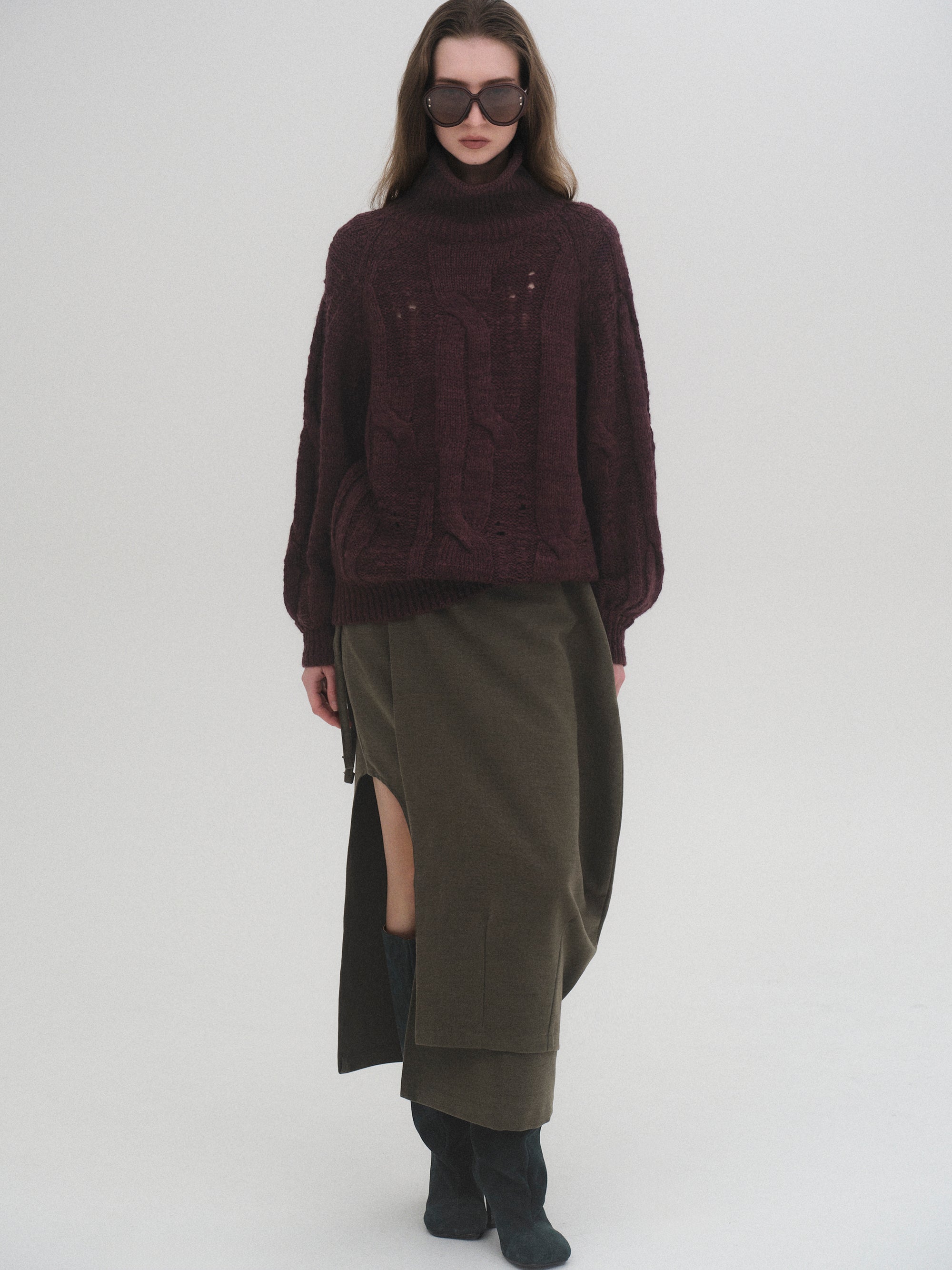 Chunky Turtleneck Knit, Purple