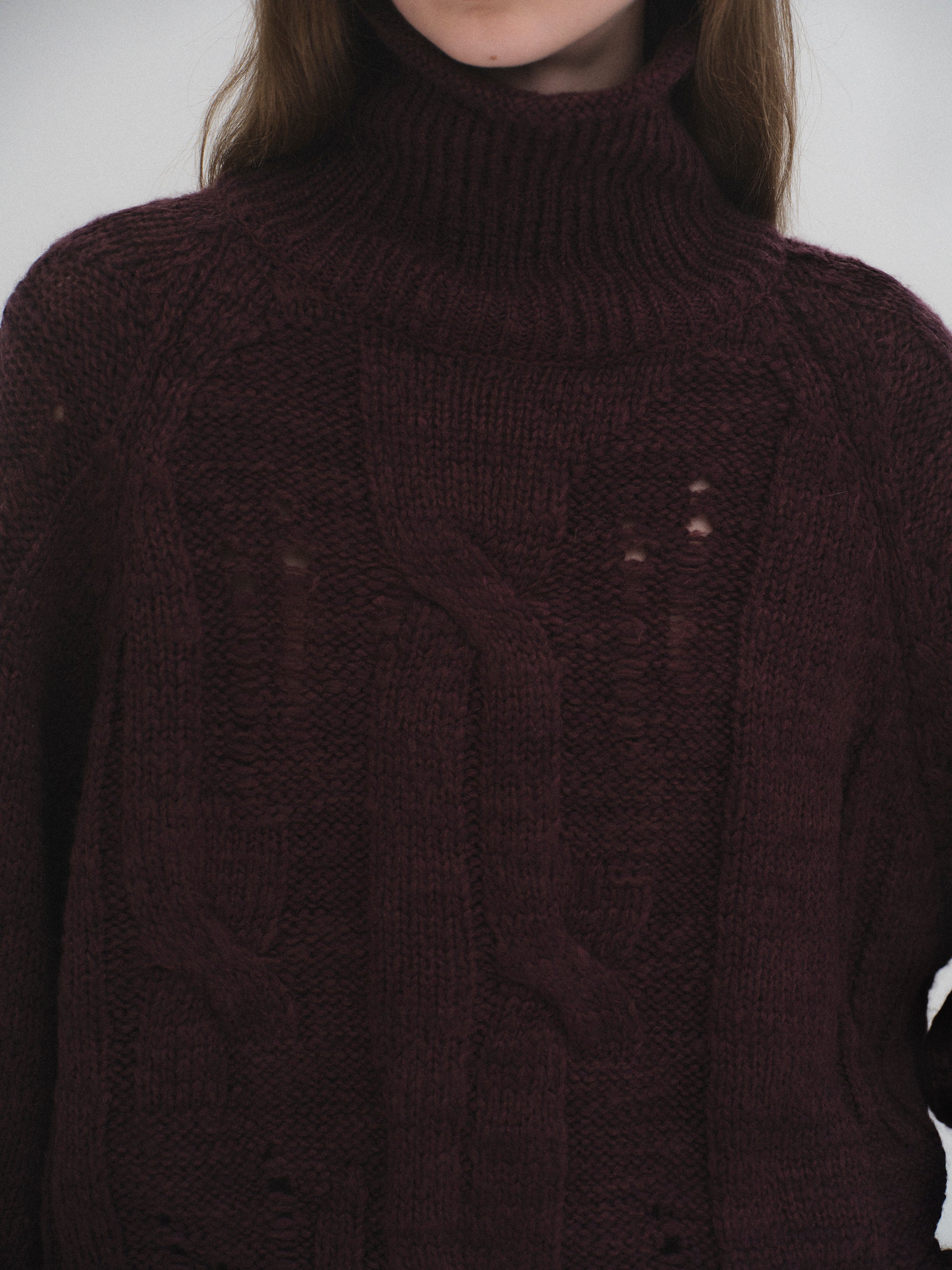 Chunky Turtleneck Knit, Purple