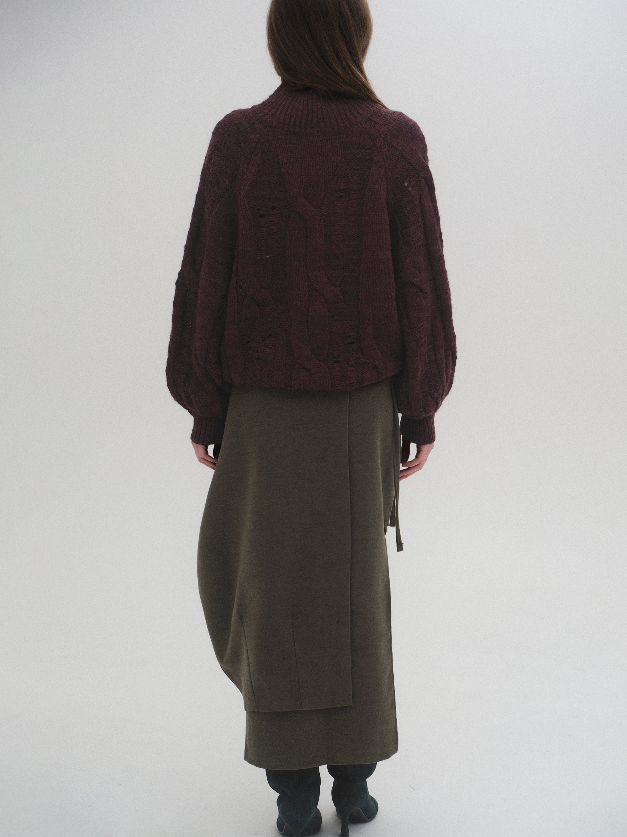 Sculpted Wrap Skirt, Olive