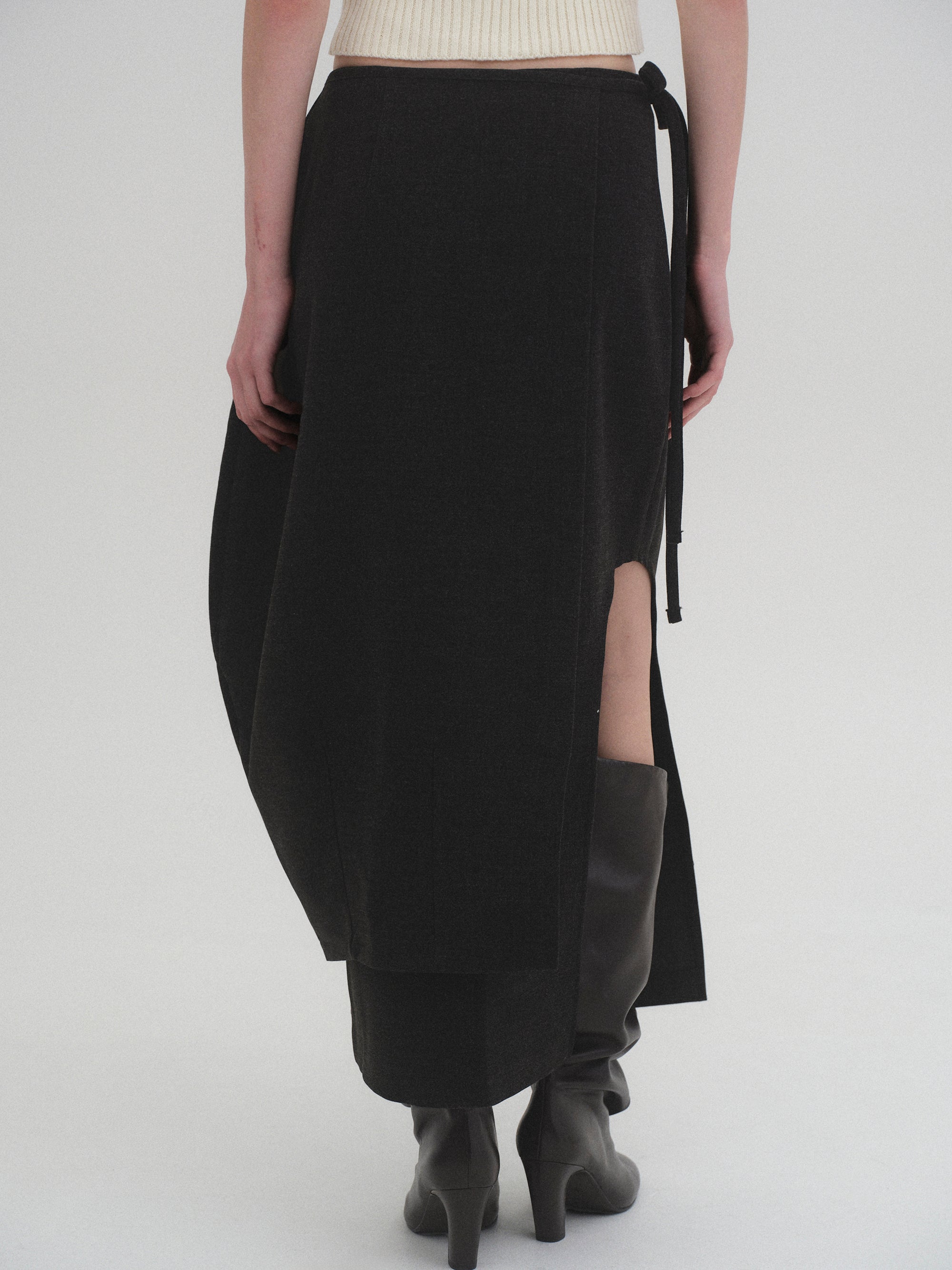Sculpted Wrap Skirt, Charcoal