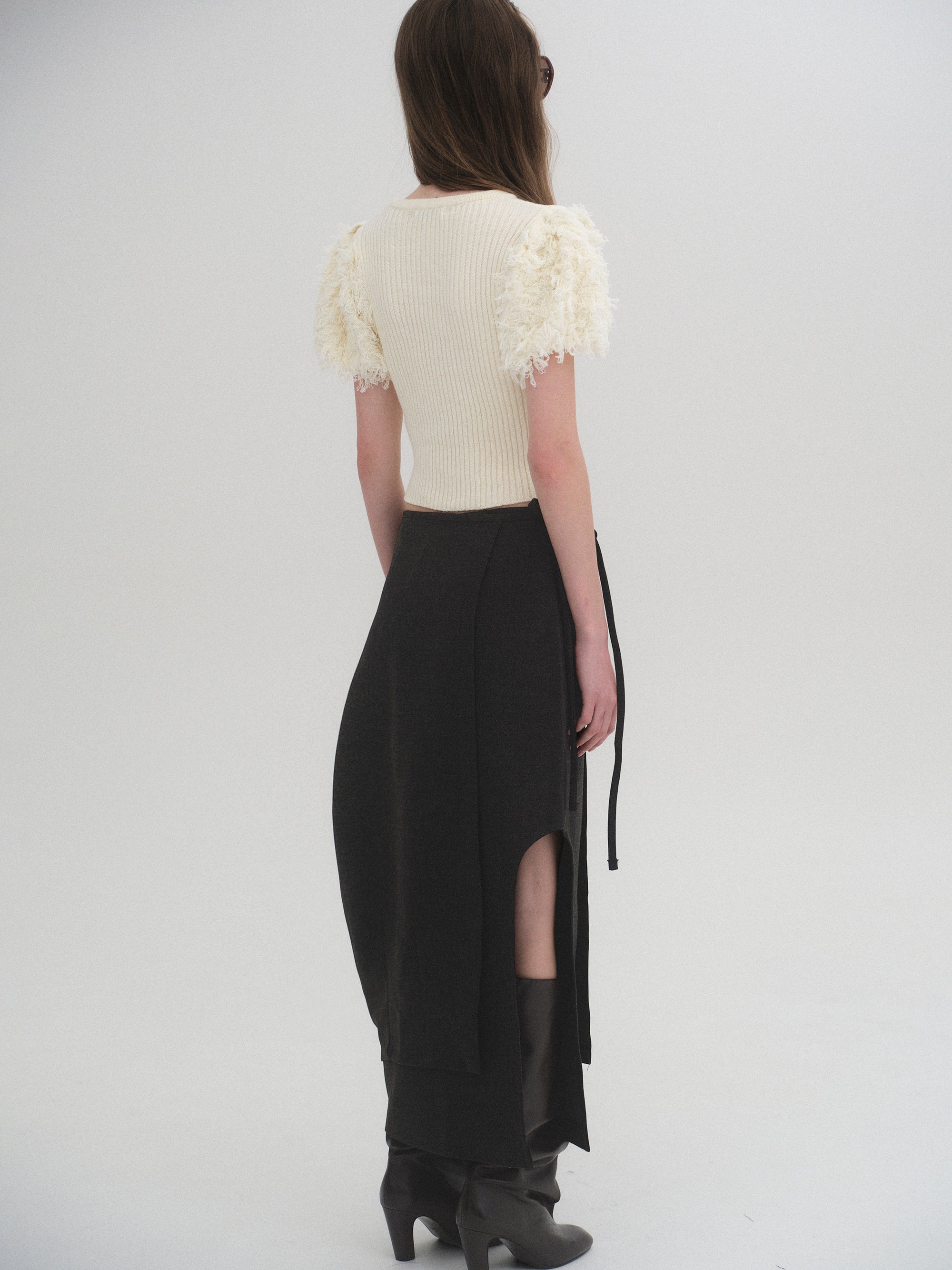 Sculpted Wrap Skirt, Charcoal