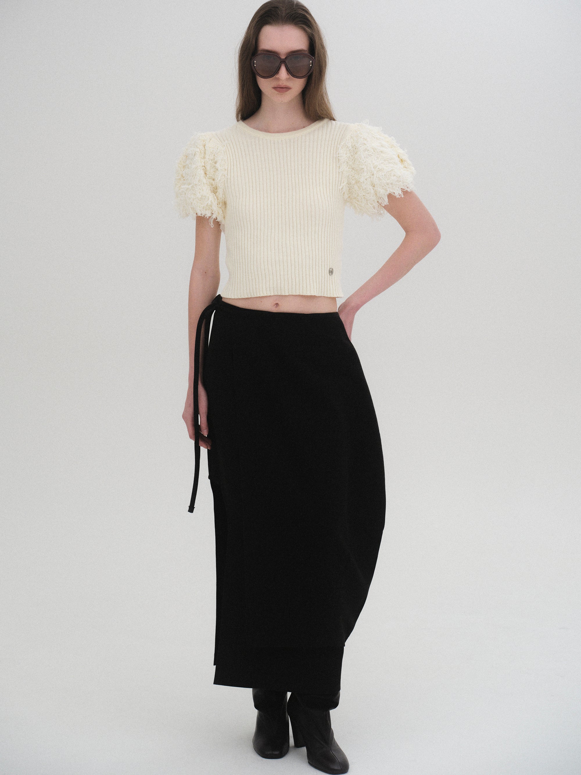 Sculpted Wrap Skirt, Charcoal