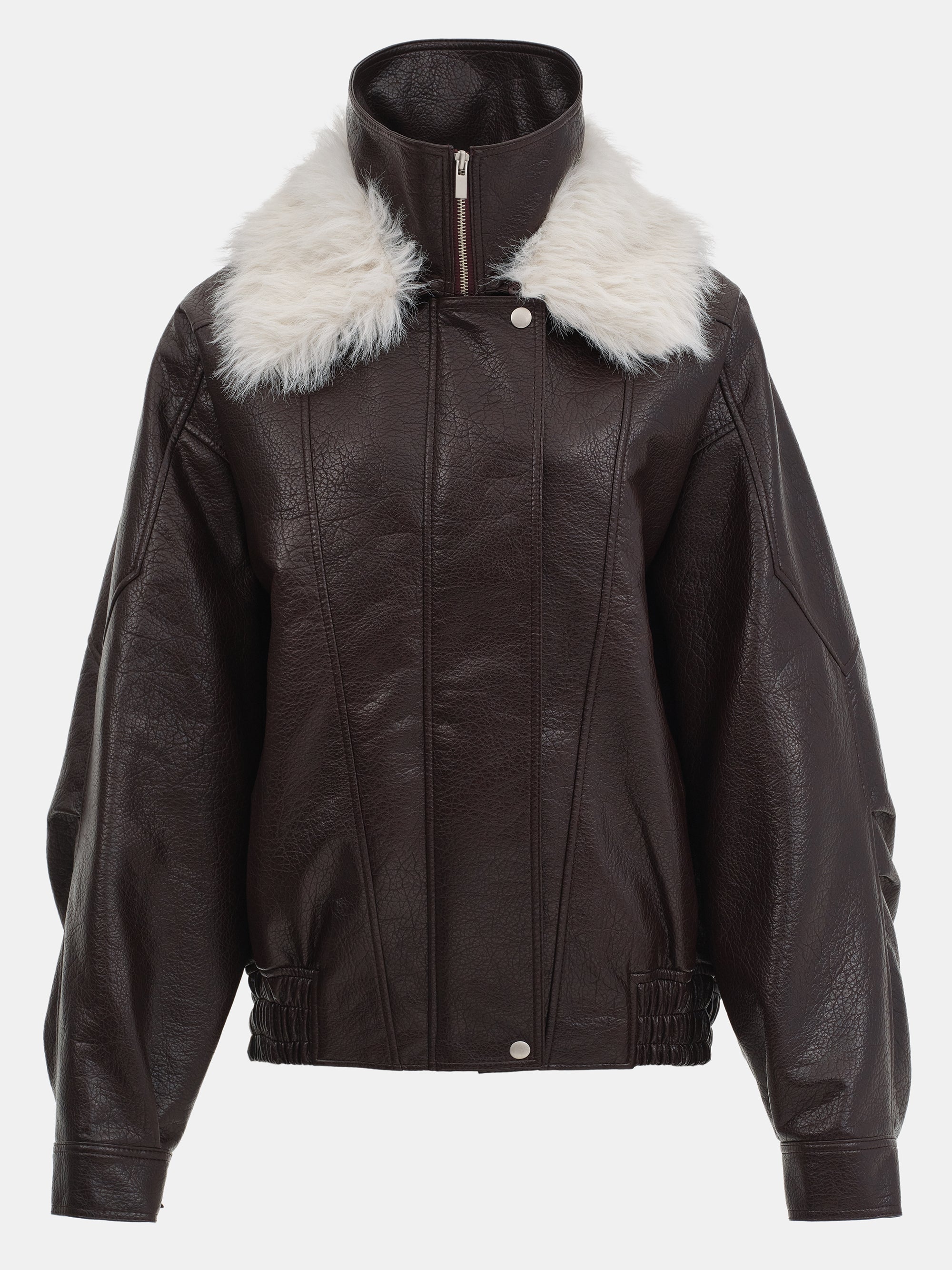 Padded Faux-Leather Jacket, Dark Brown