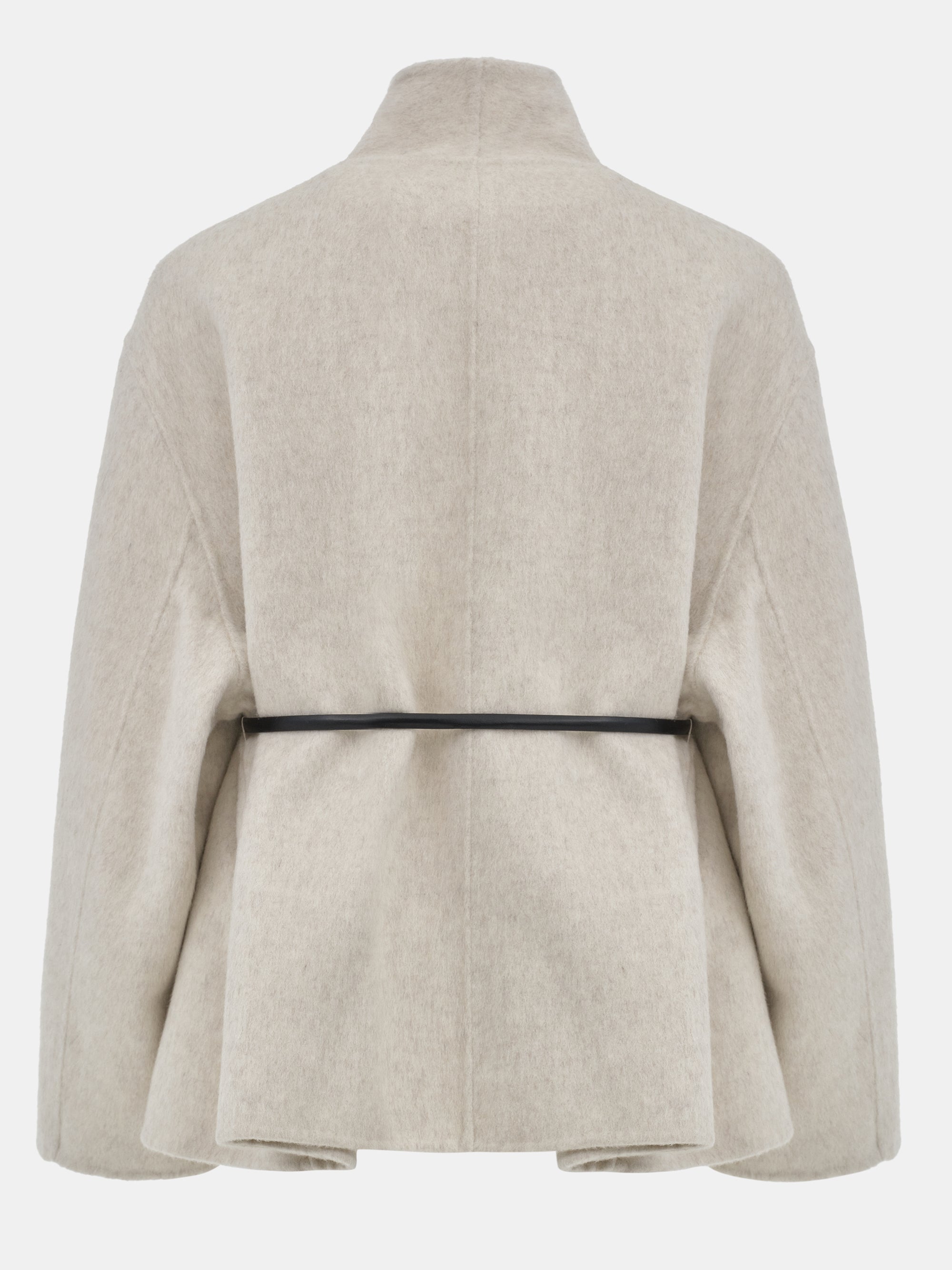 Belted Shawl-Collar Coat, Ivory