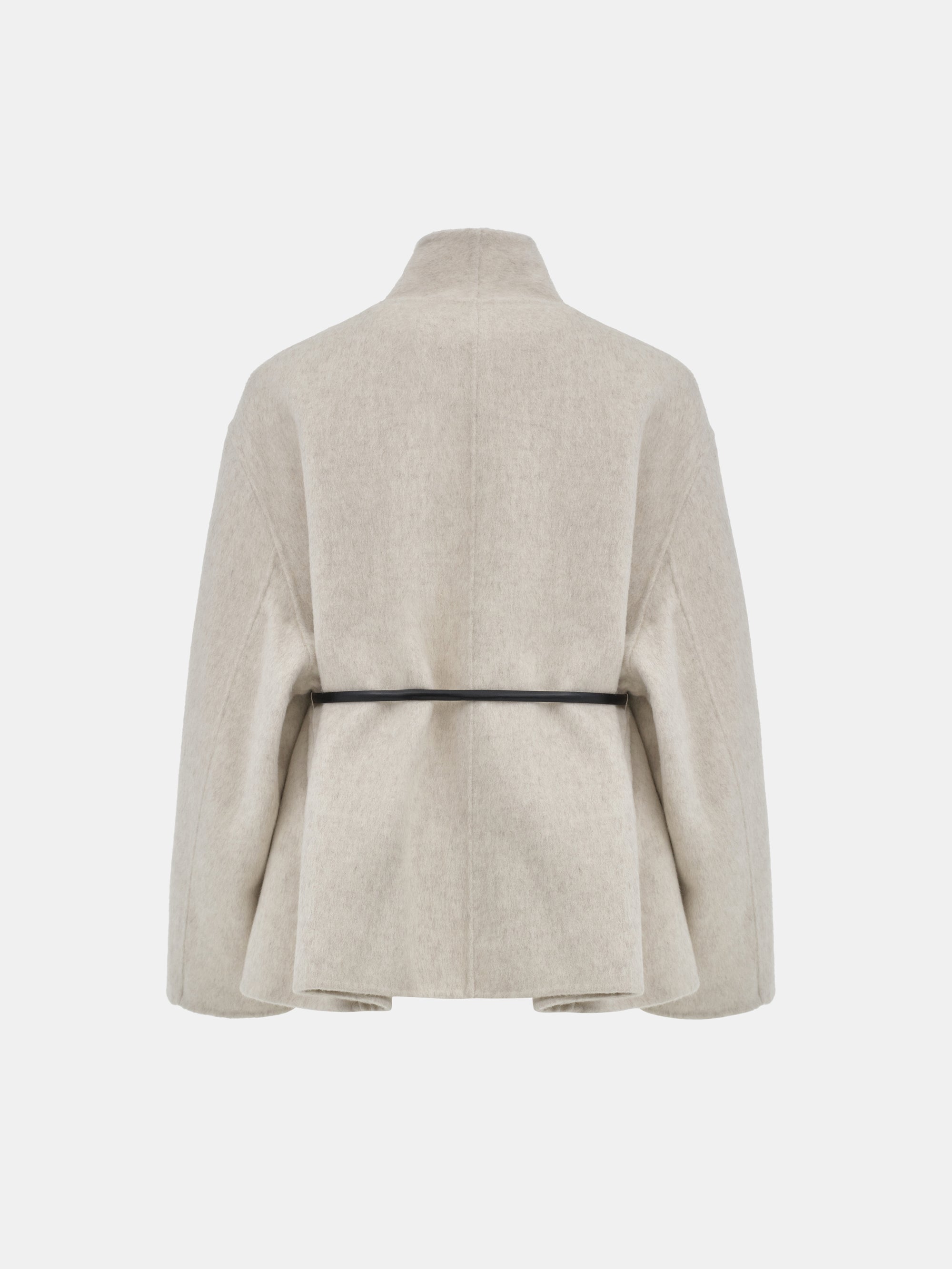 Belted Shawl-Collar Coat, Ivory