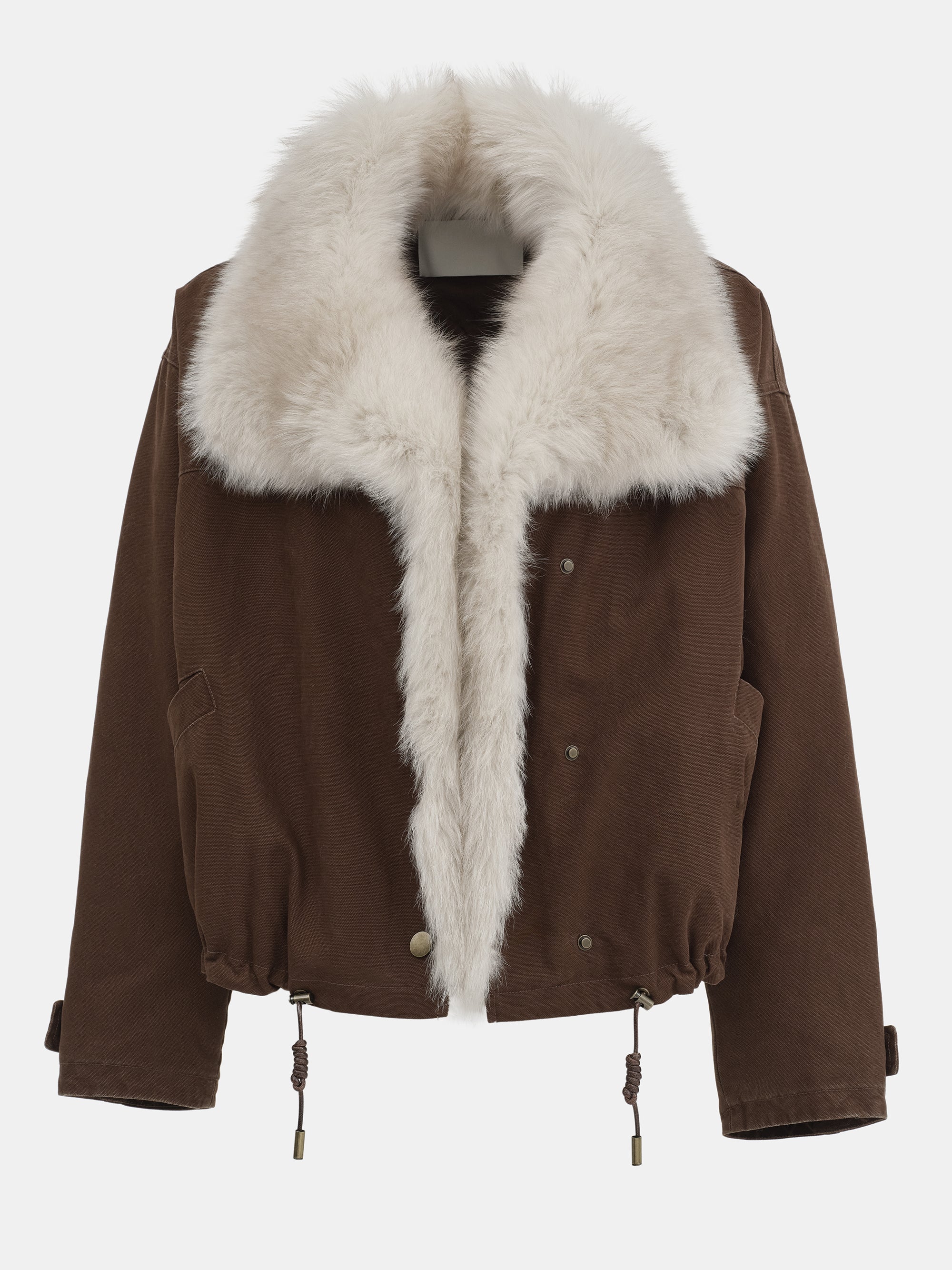 Cotton Canvas Fur Jacket, Brown