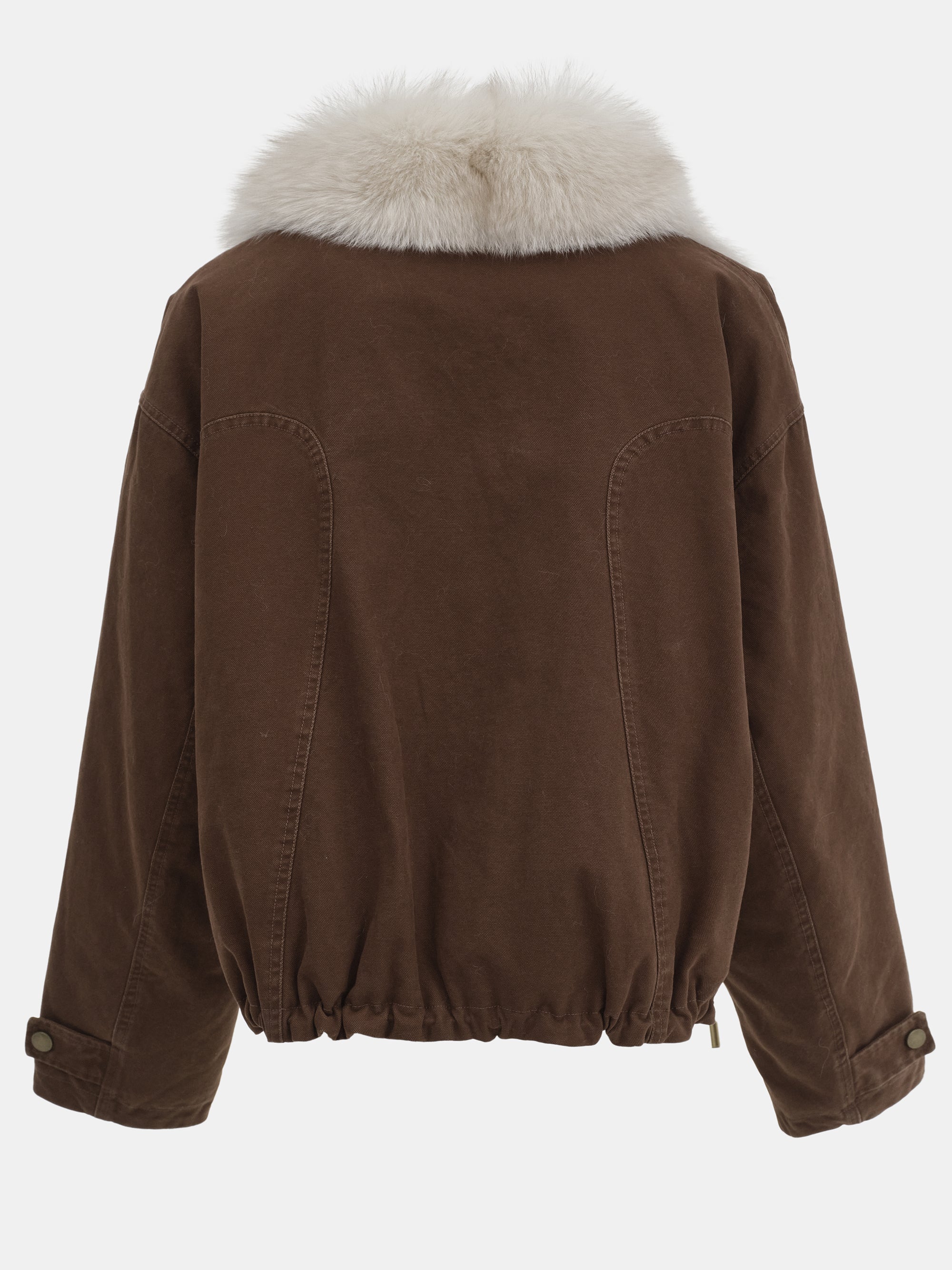 Cotton Canvas Fur Jacket, Brown