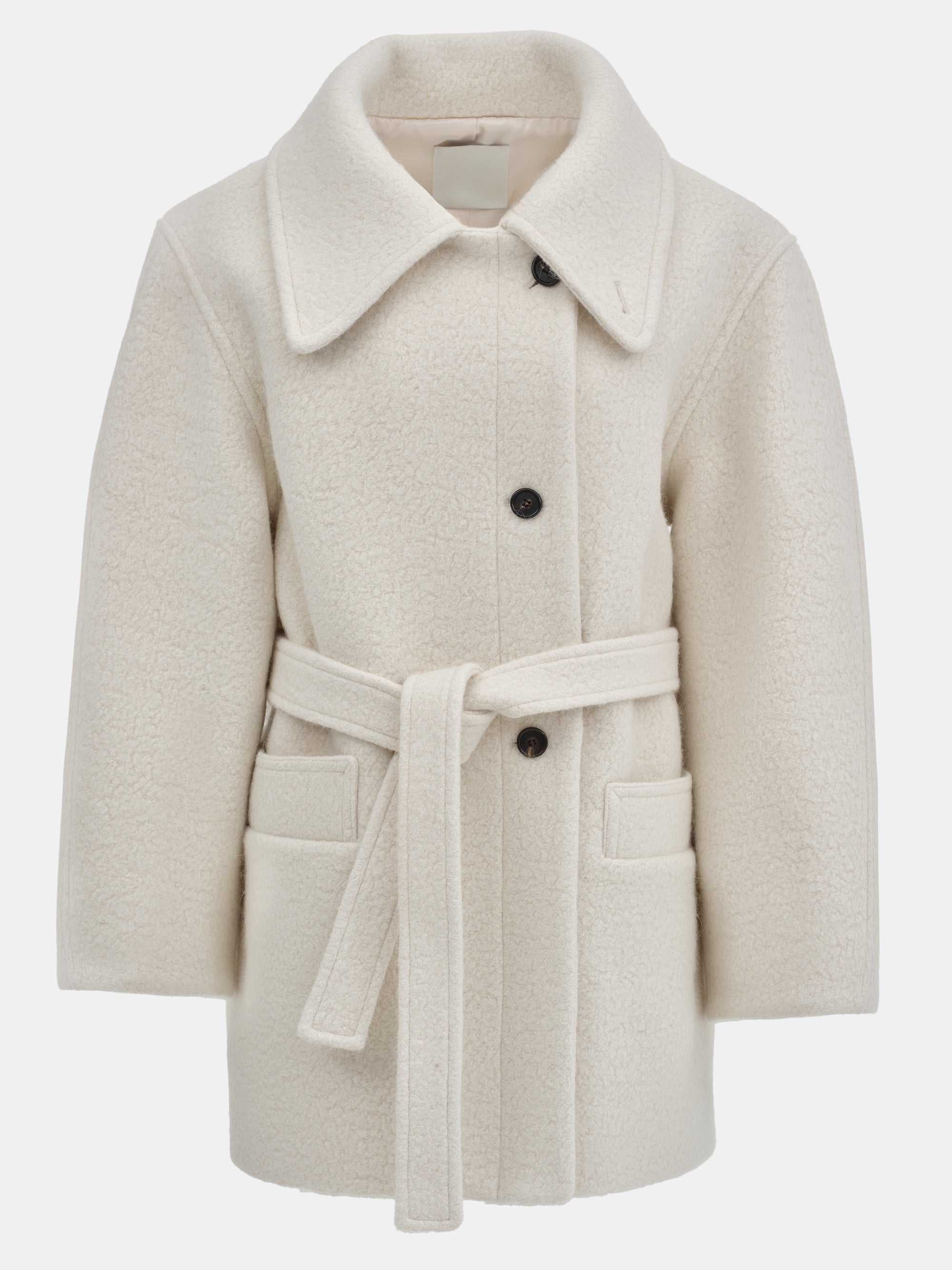 High Neck Short Peacoat, Ivory