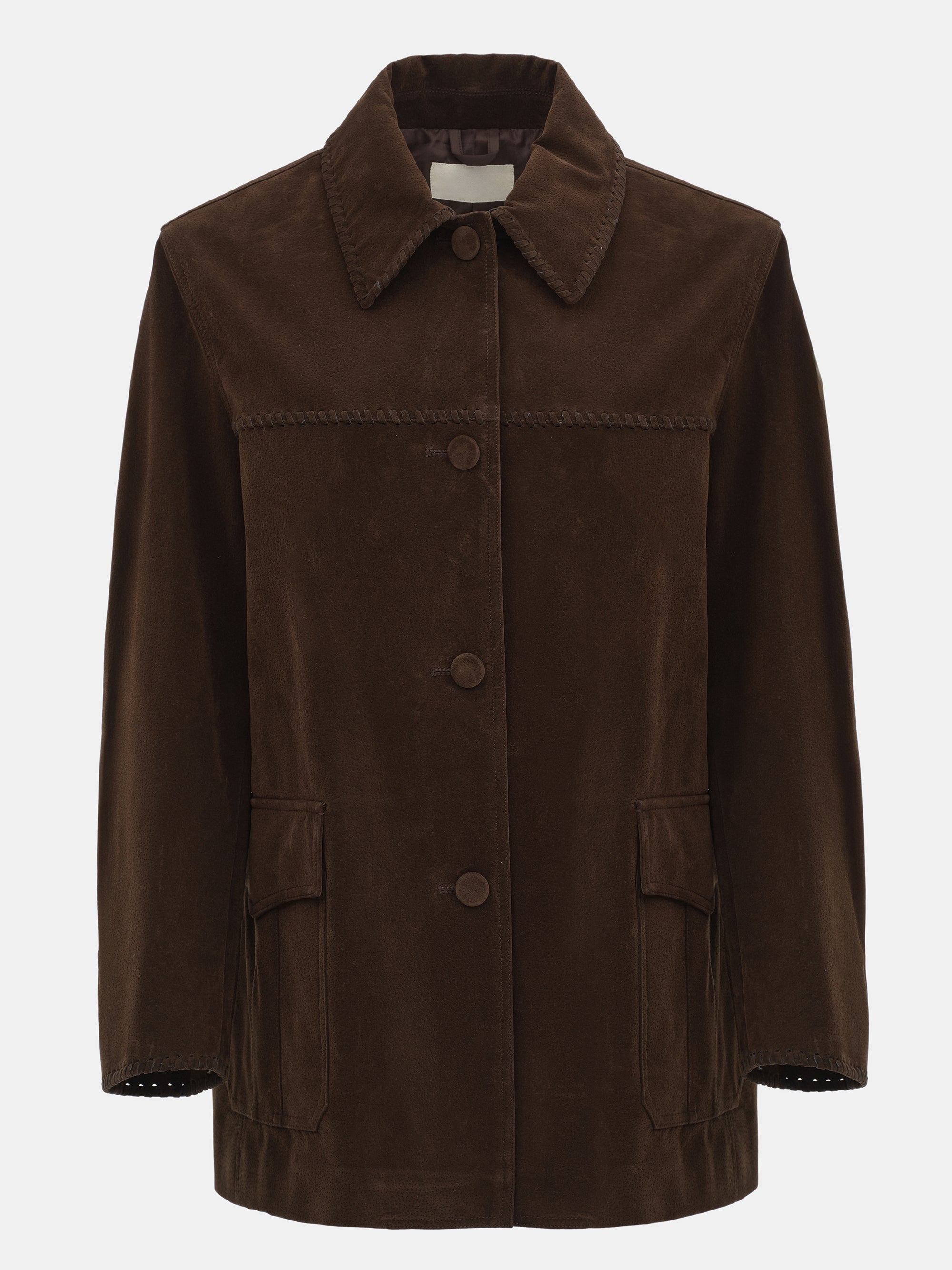 Suede Effect Single Jacket, Brown