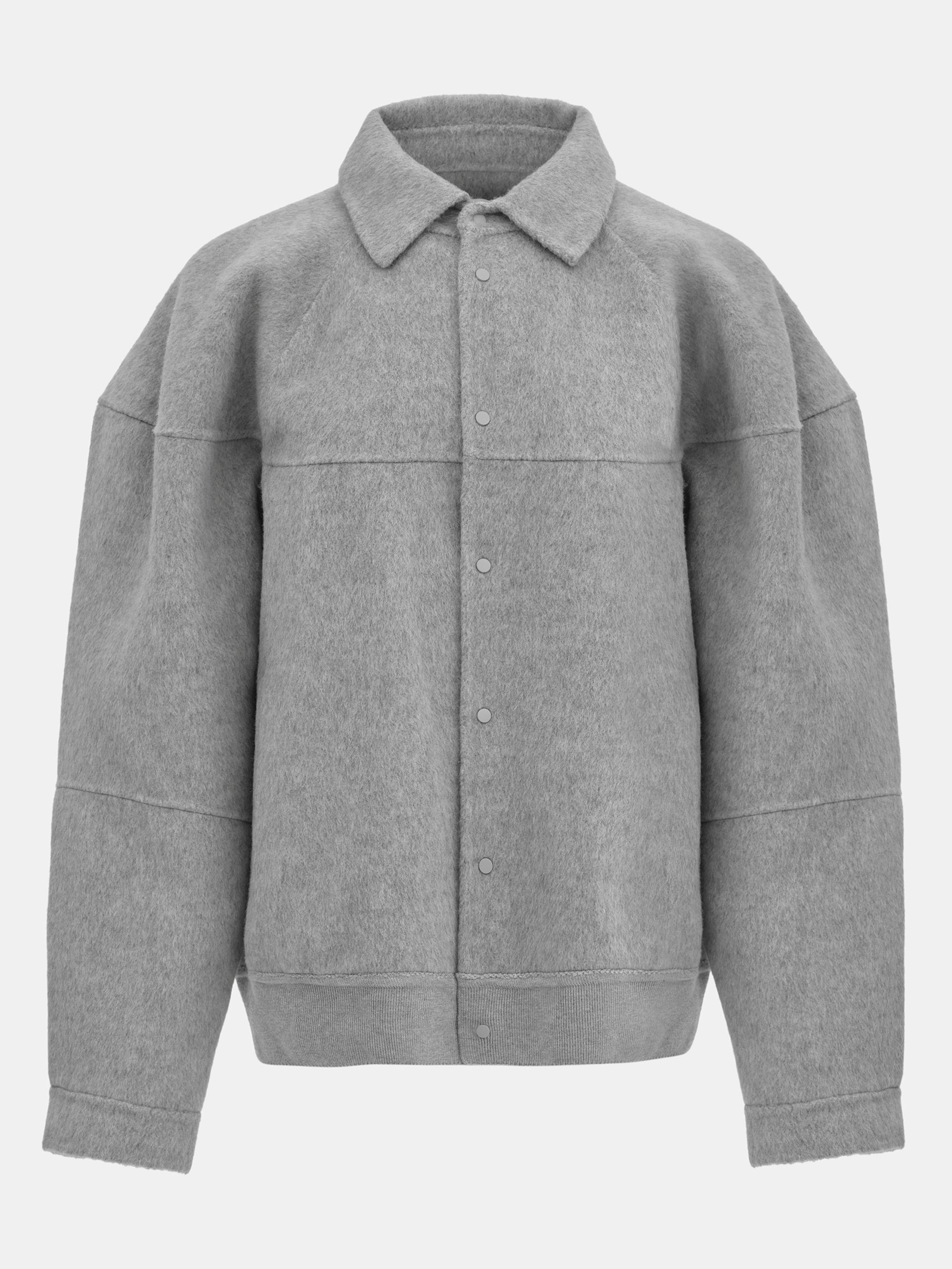 Puff Sleeve Wool Jacket, Light Grey